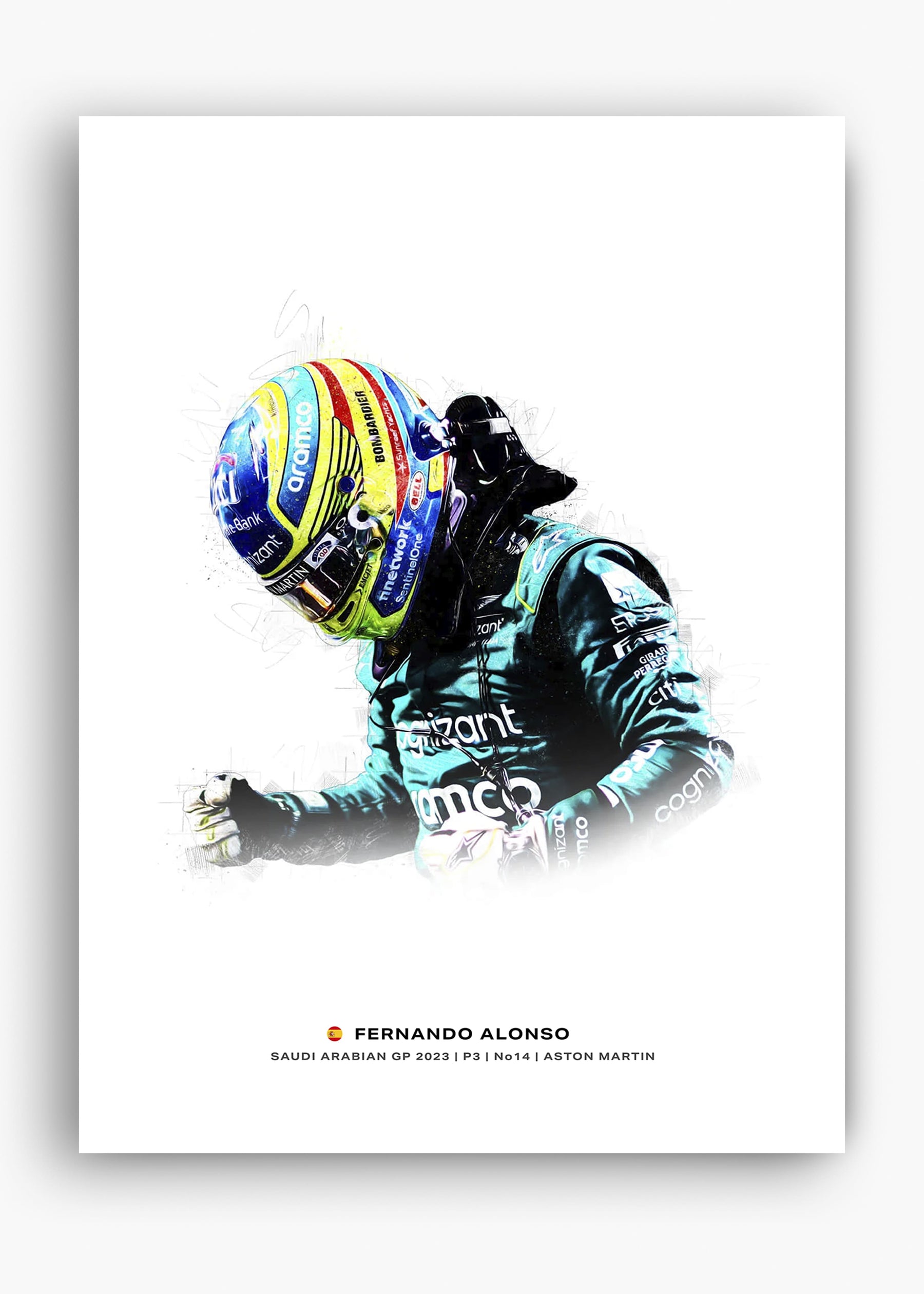 Quadro Charles Fernando Alonso Arábia Saudita 2023