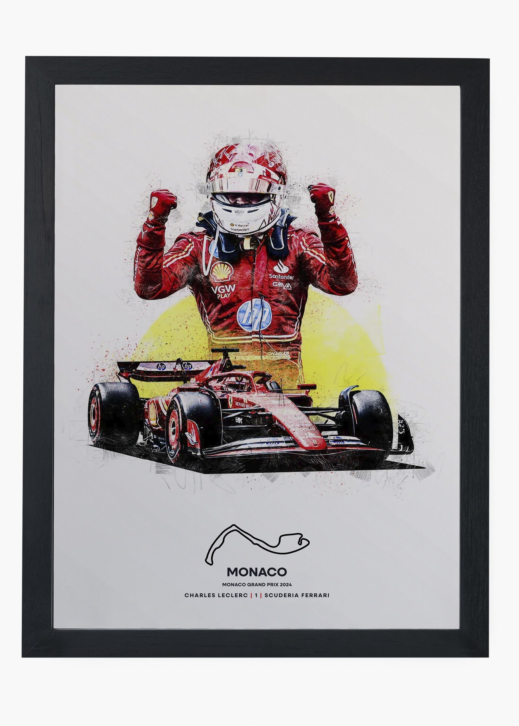 Quadro Charles Leclerc Mônaco 2024
