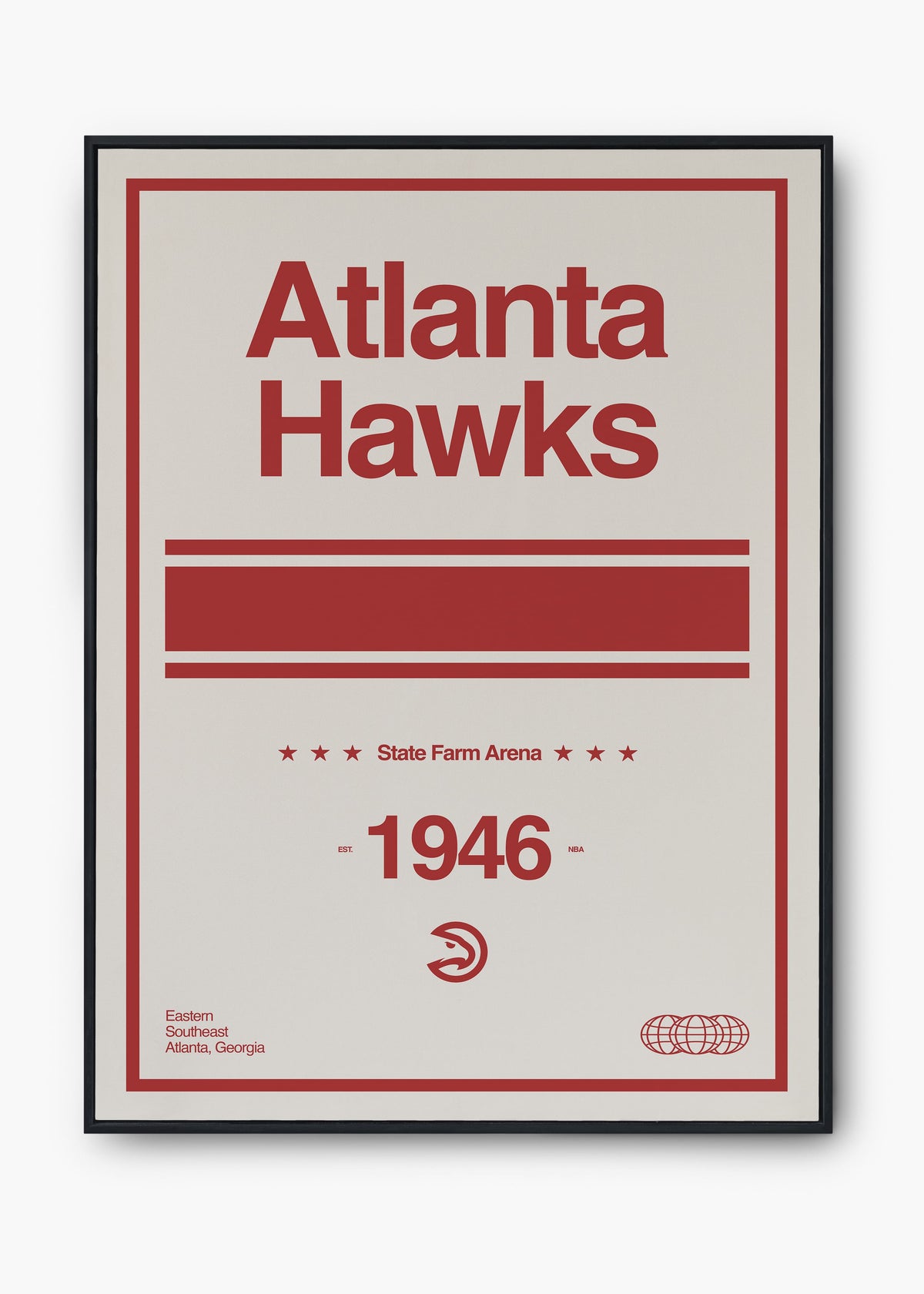 Quadro decorativo NBA Atlanta Hawks — arte de basquete para parede | Cübe Quadros