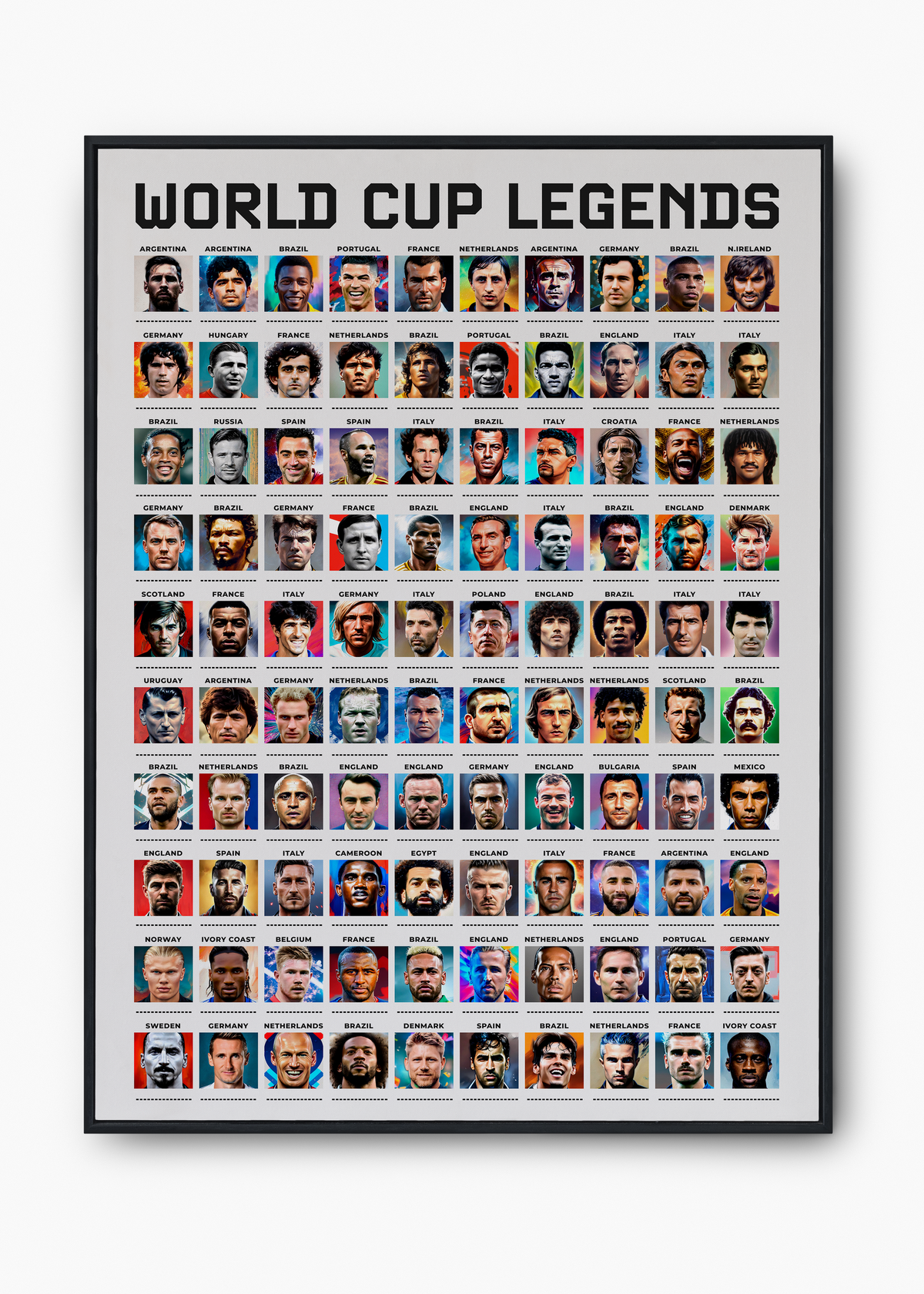 Quadro Jogadores Copa do Mundo Branco - 1