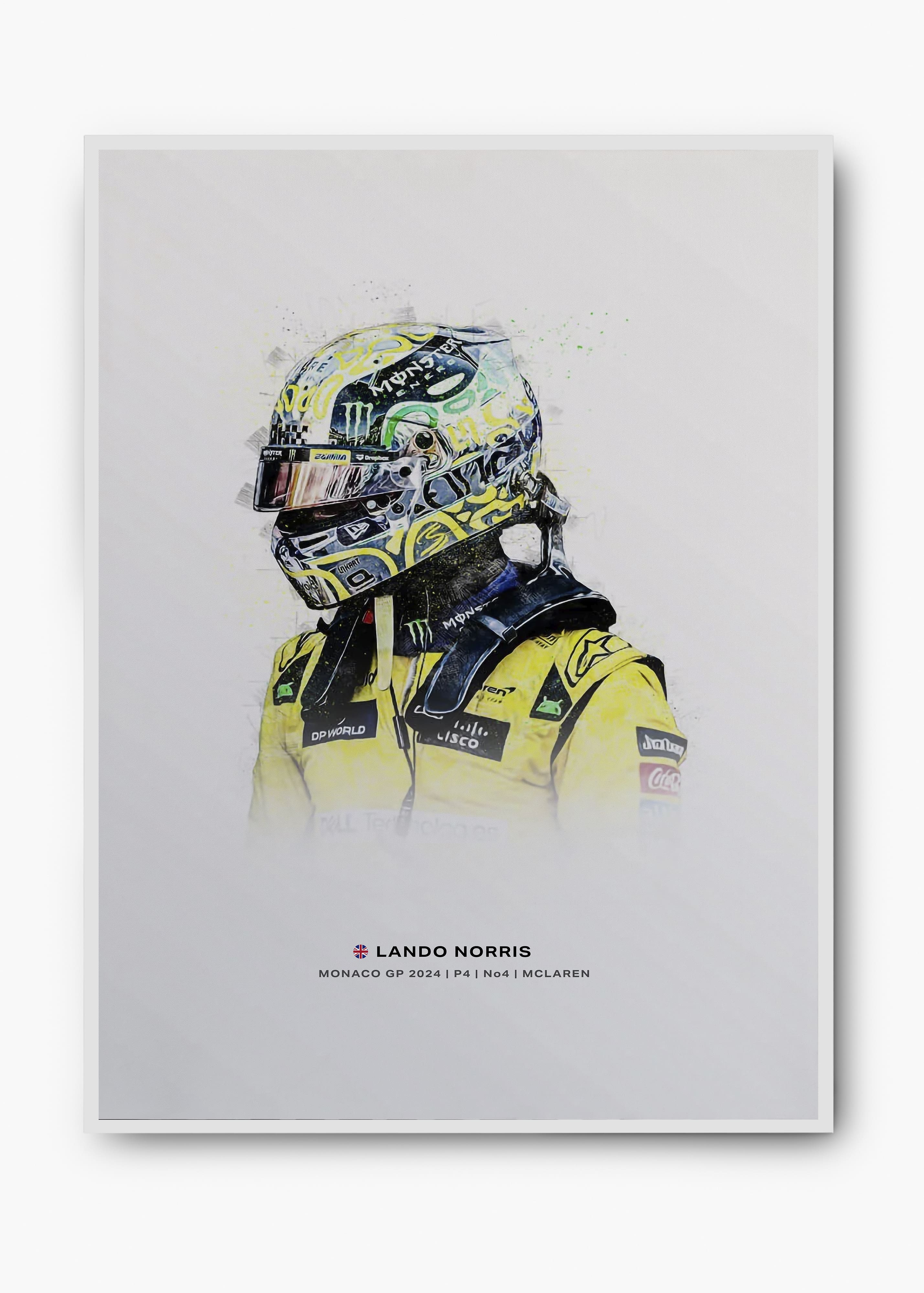 Quadro decorativo Lando Norris Monaco GP 2024 II — arte de automobilismo para parede | Cübe Quadros