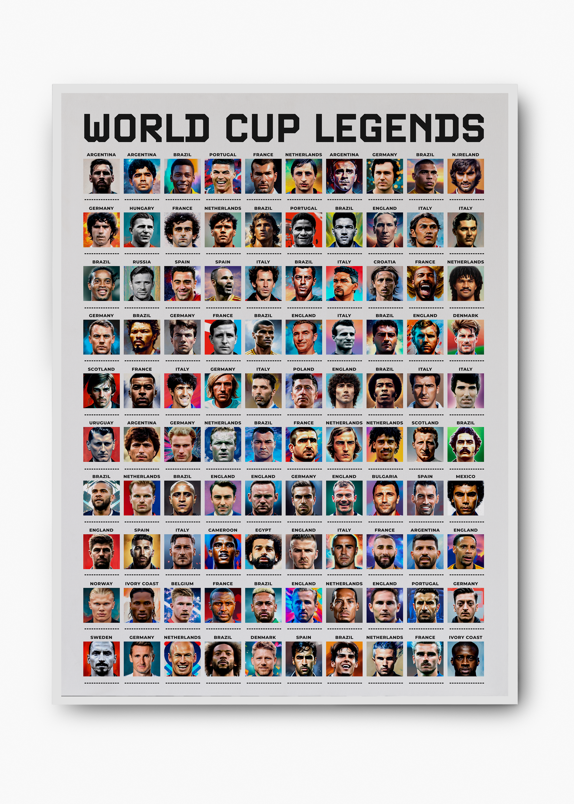 Quadro Jogadores Copa do Mundo Branco - 2