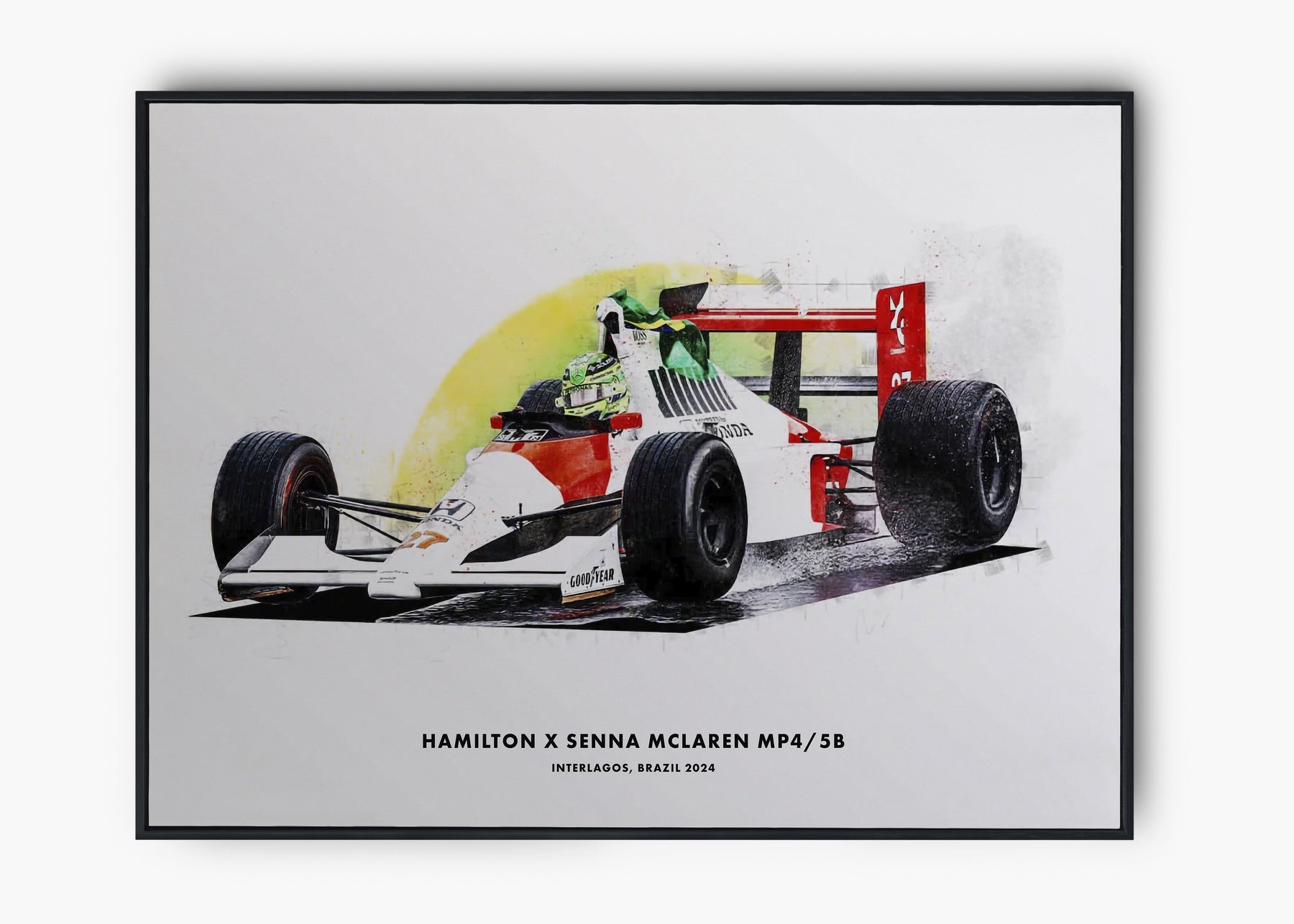 Quadro Lewis Hamilton McLaren MP4/4 Brasil 2024