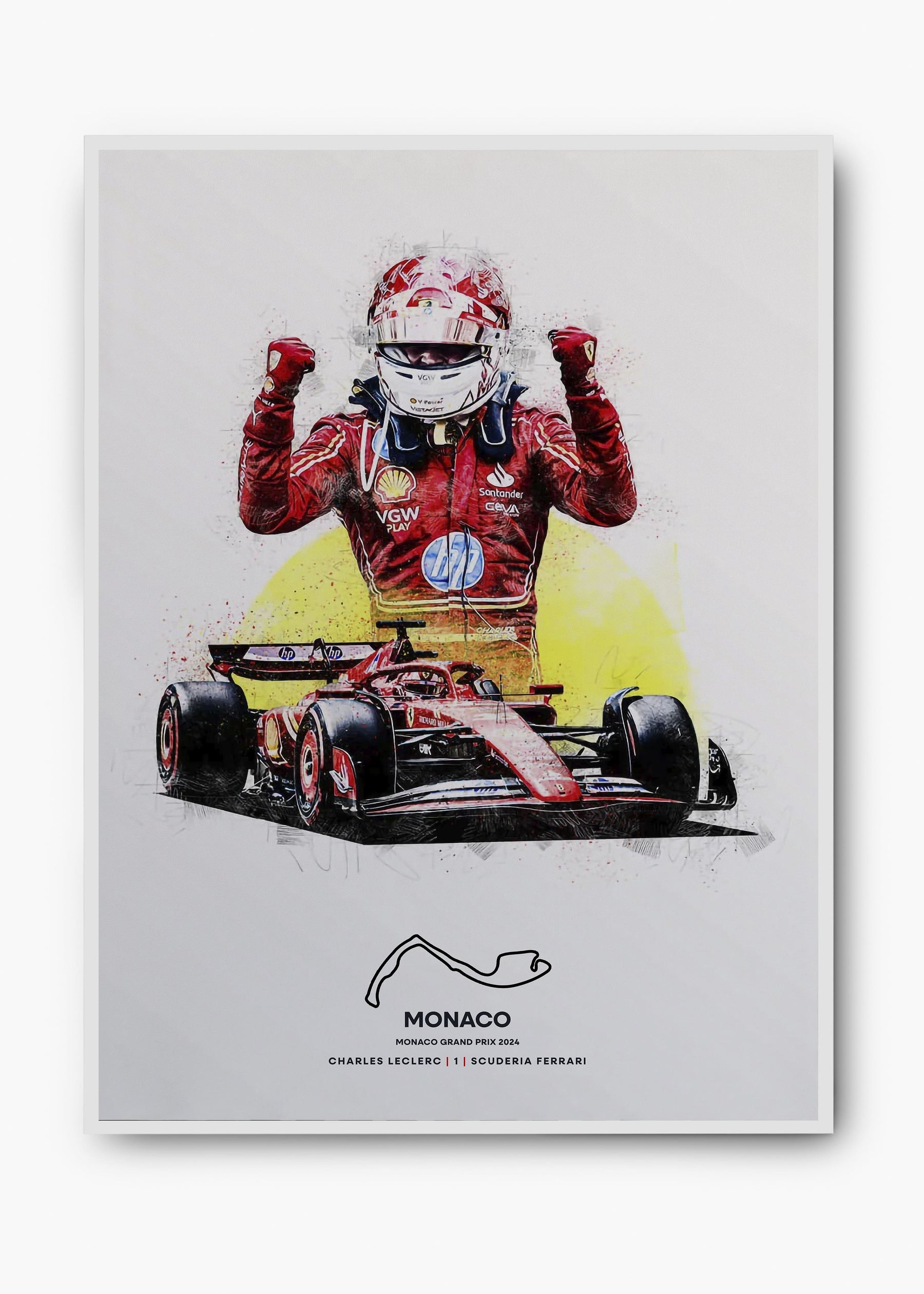 Quadro Charles Leclerc Mônaco 2024