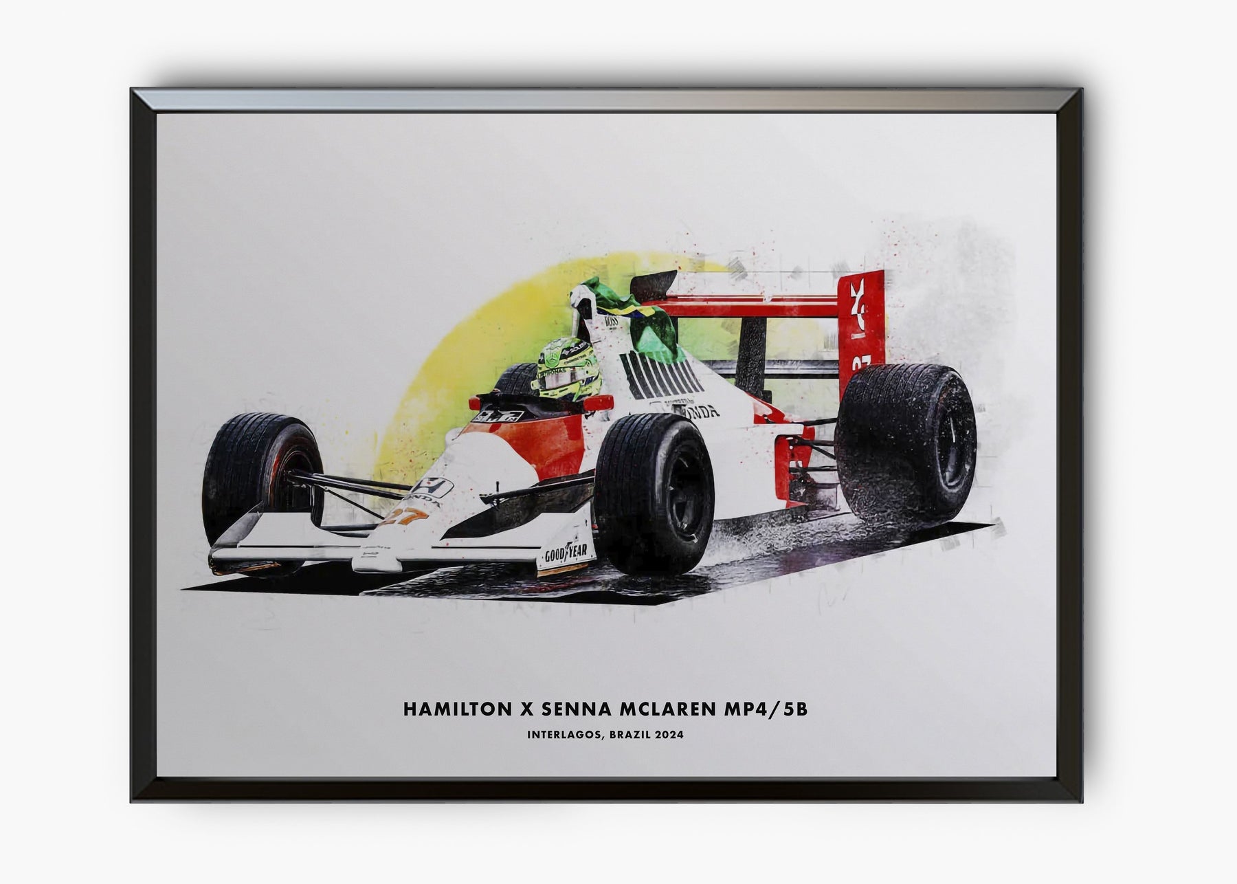 Quadro Lewis Hamilton McLaren MP4/4 Brasil 2024