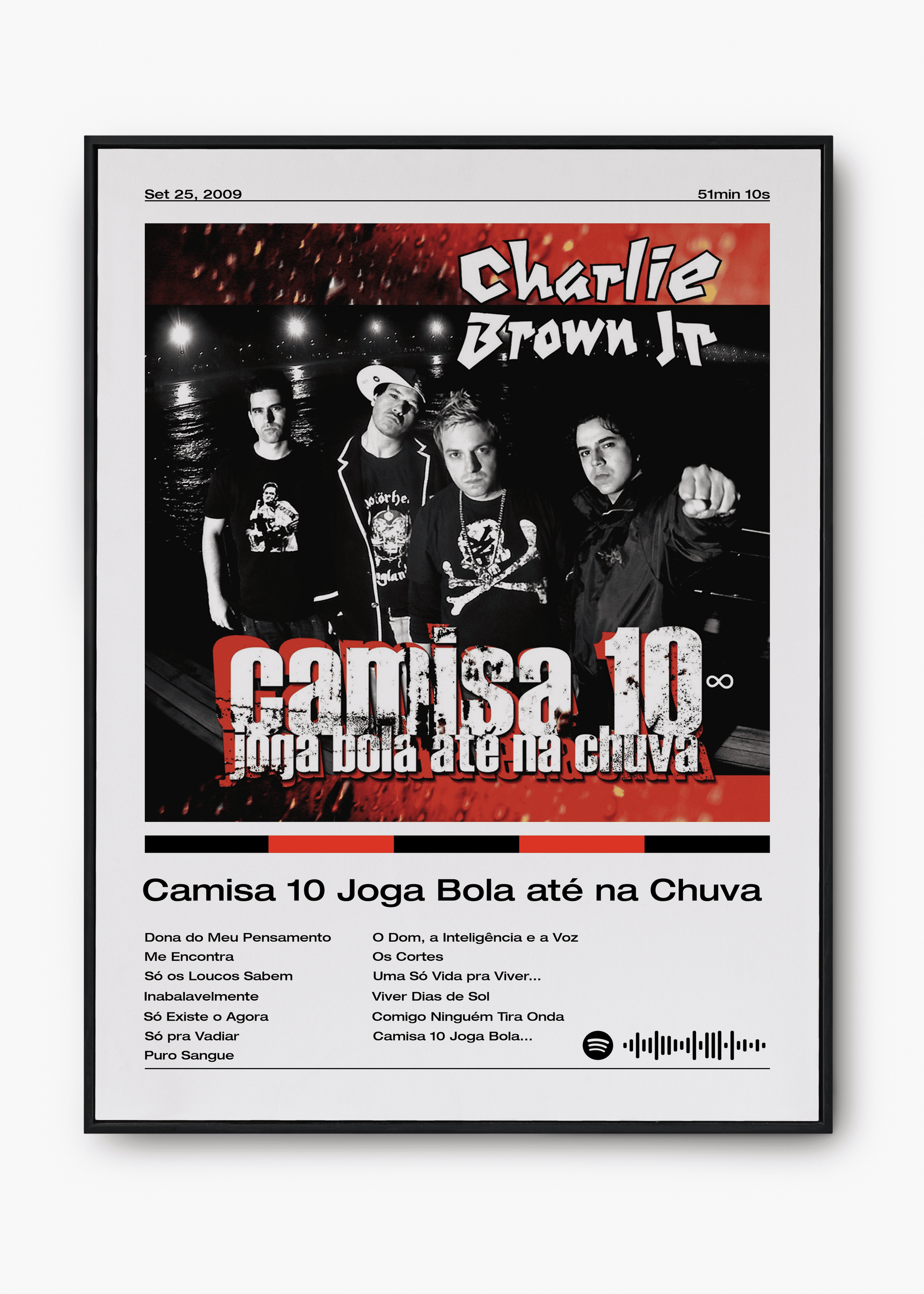 Quadro Charlie Brown Jr Camisa 10 Joga Bola até na Chuva