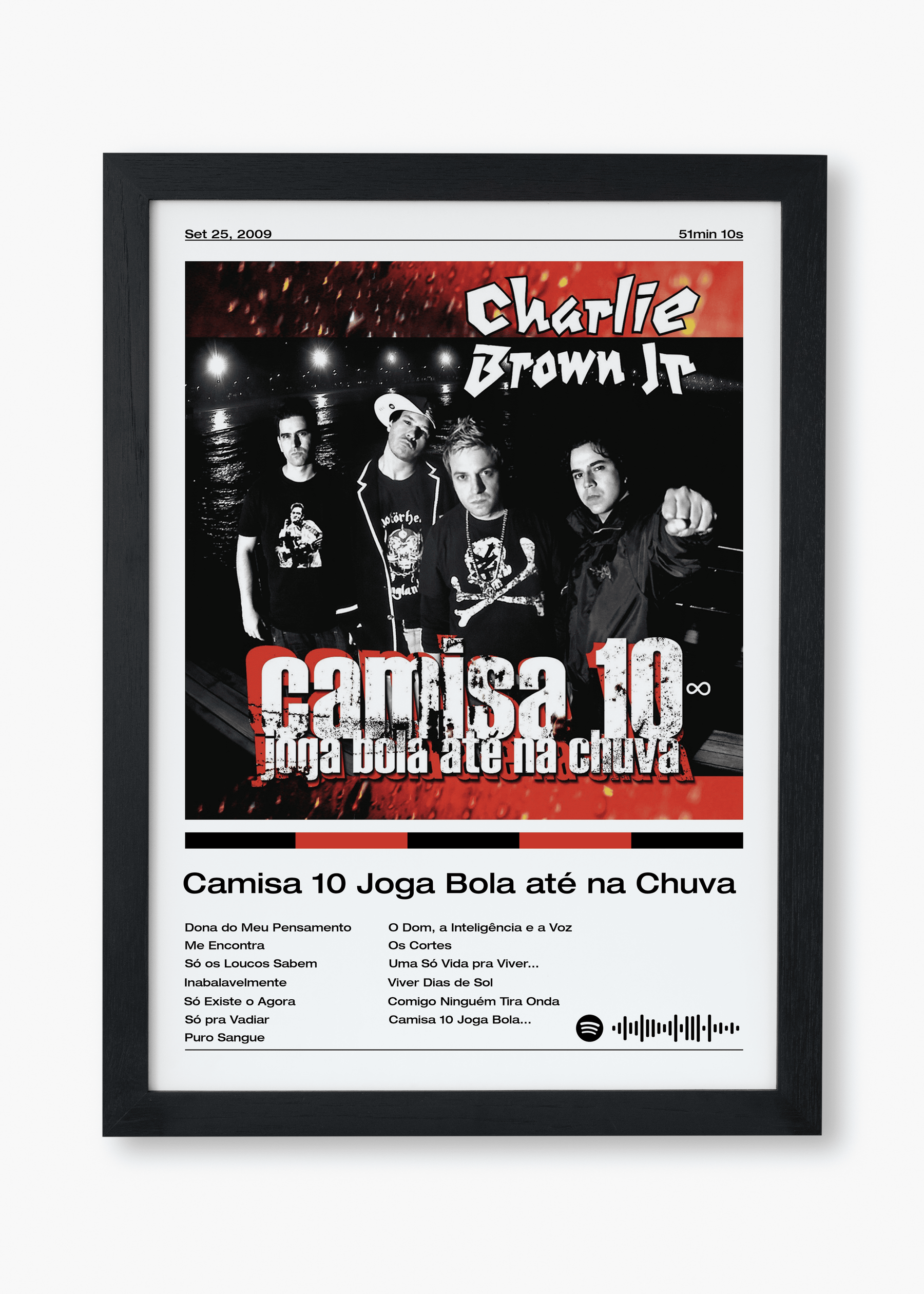 Quadro Charlie Brown Jr Camisa 10 Joga Bola até na Chuva