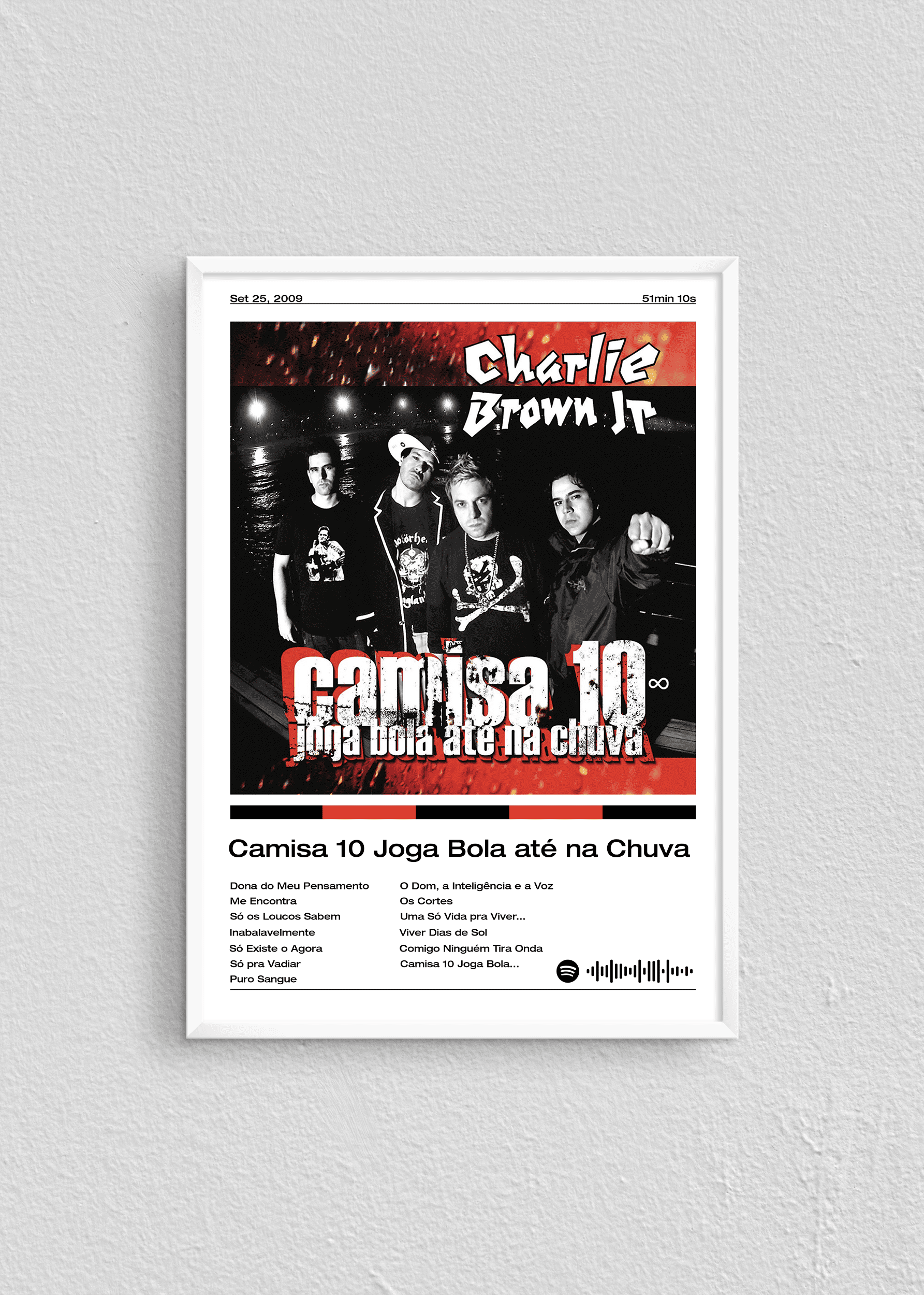 Quadro Charlie Brown Jr Camisa 10 Joga Bola até na Chuva