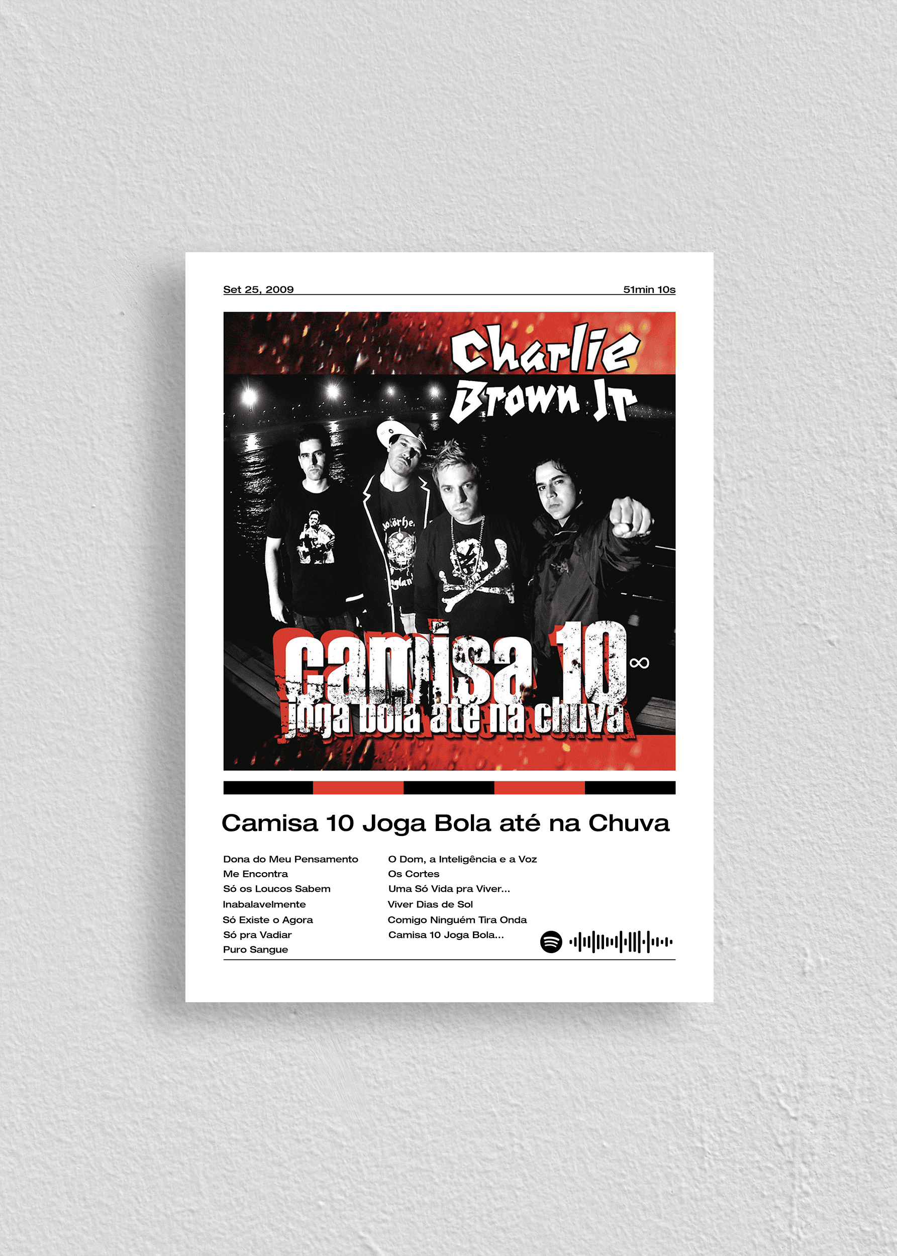 Quadro Charlie Brown Jr Camisa 10 Joga Bola até na Chuva