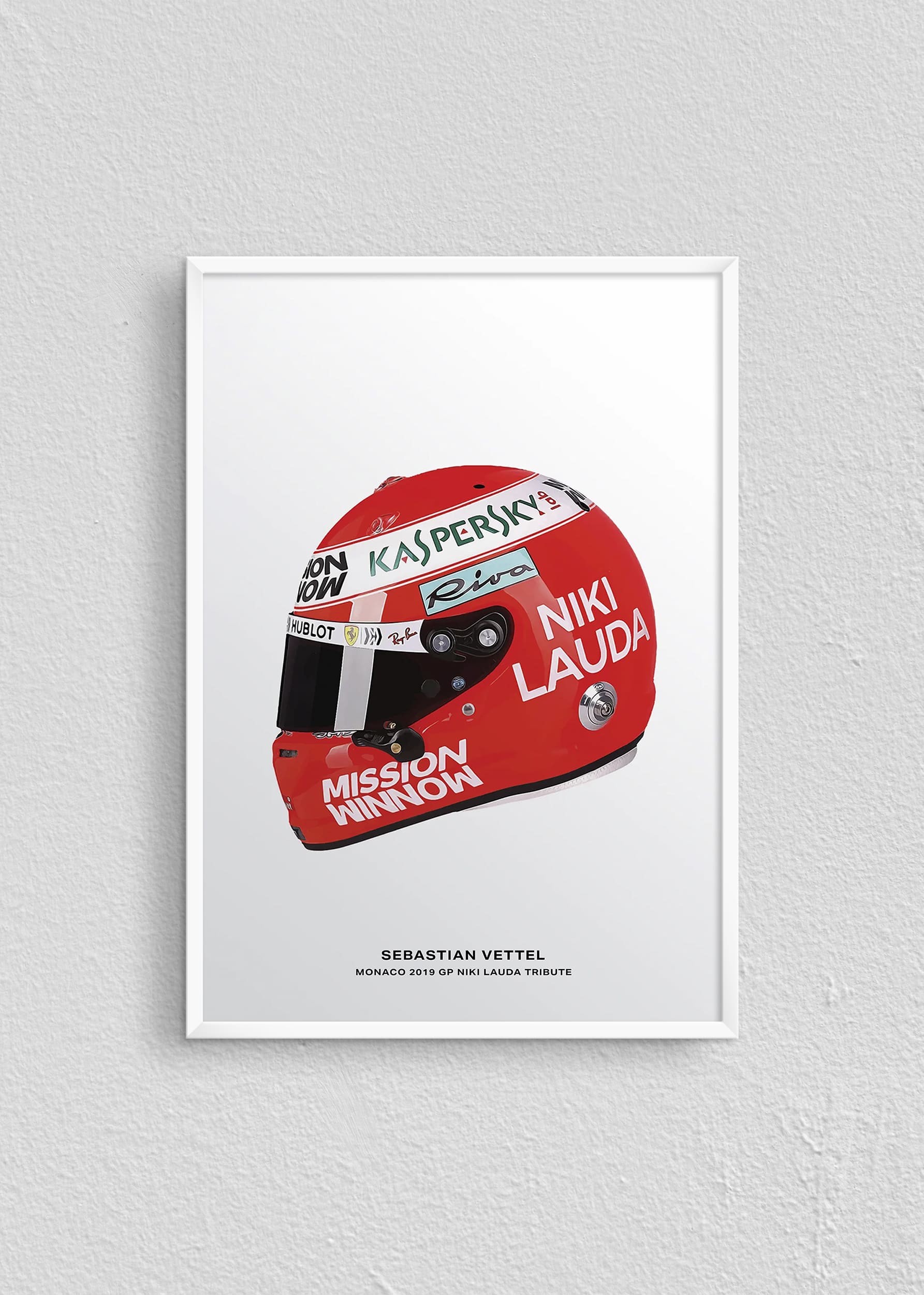 Quadro Capacete Sebastian Vettel 2019 Niki Lauda Tribute Fórmula 1
