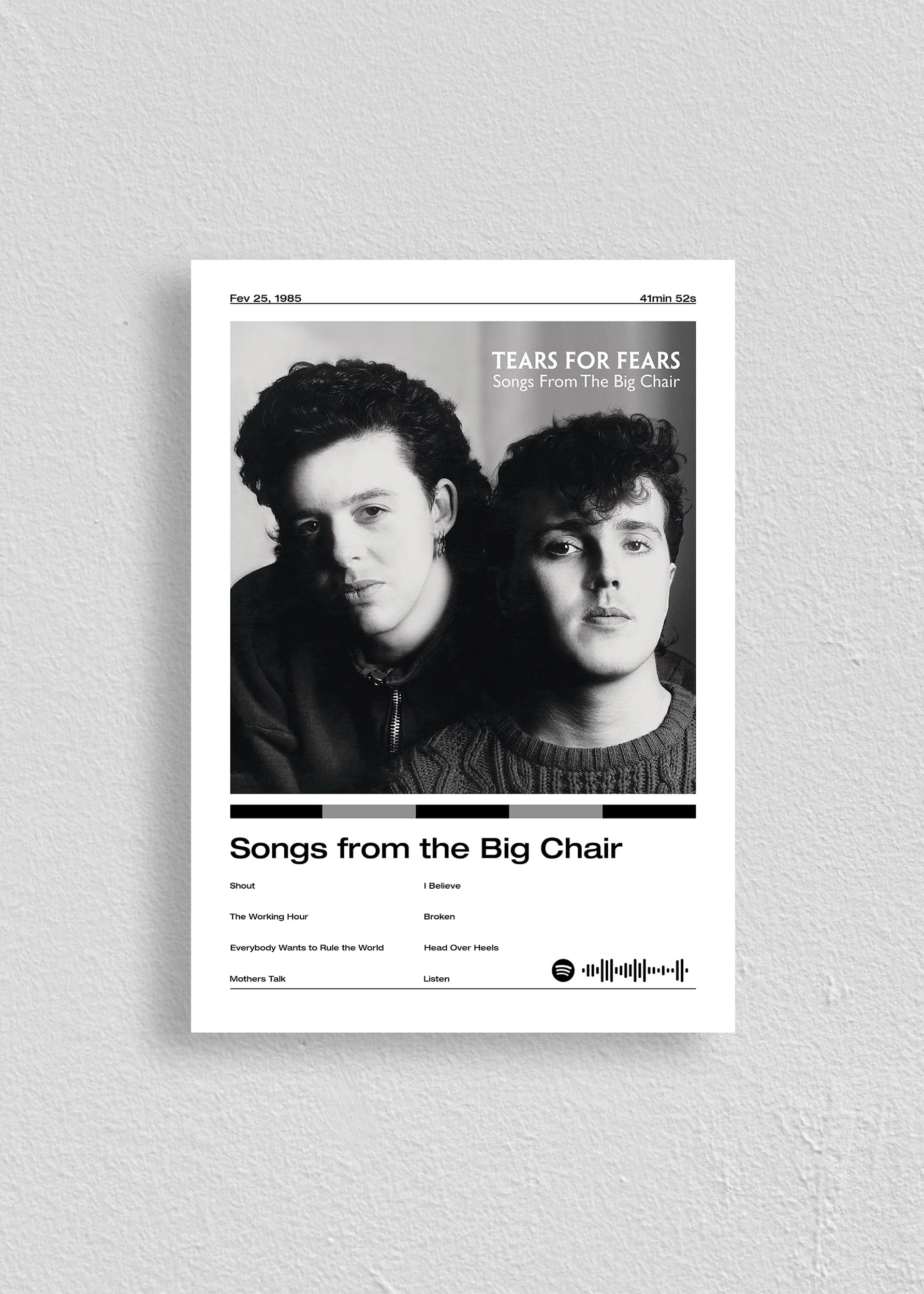 Quadro Tears For Fear Songs From The Big Chair