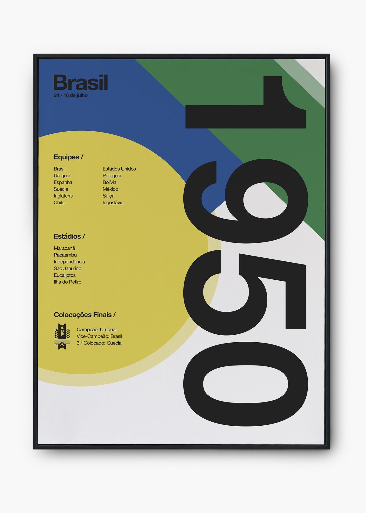 Quadro Copa do Mundo Brasil 1950, celebrando a glória do futebol brasileiro