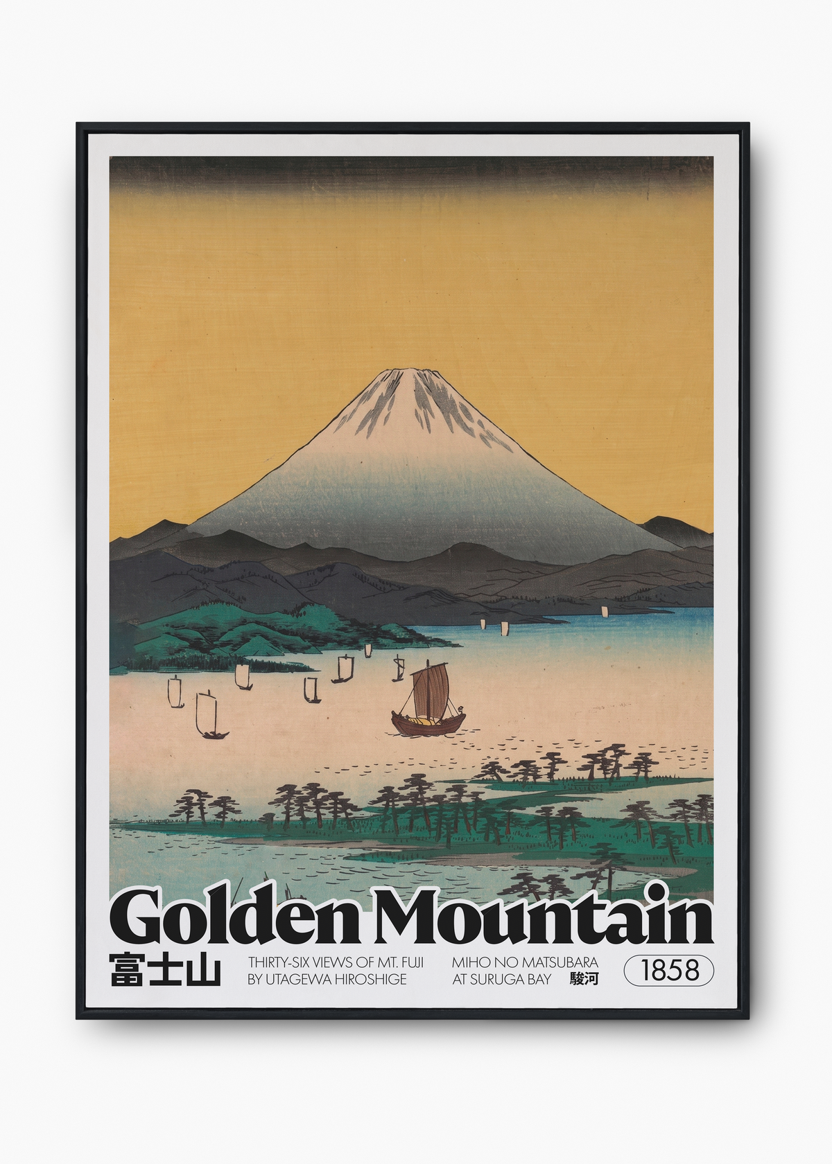 Quadro Golden Mountain com paisagem de montanha em tons dourados, ideal para decoração de cozinha