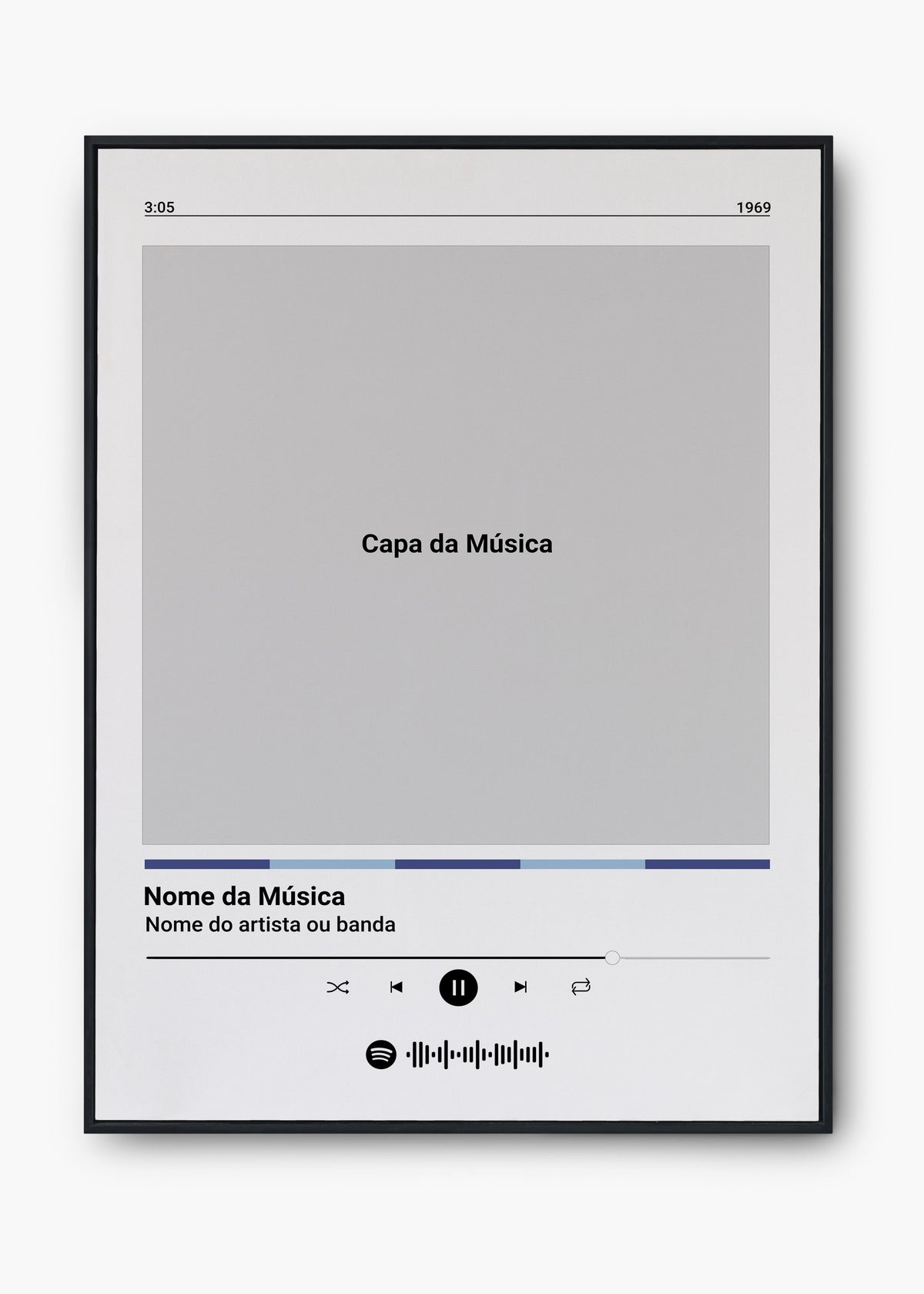Quadro Spotify personalizável com código escaneável para tocar sua música favorita