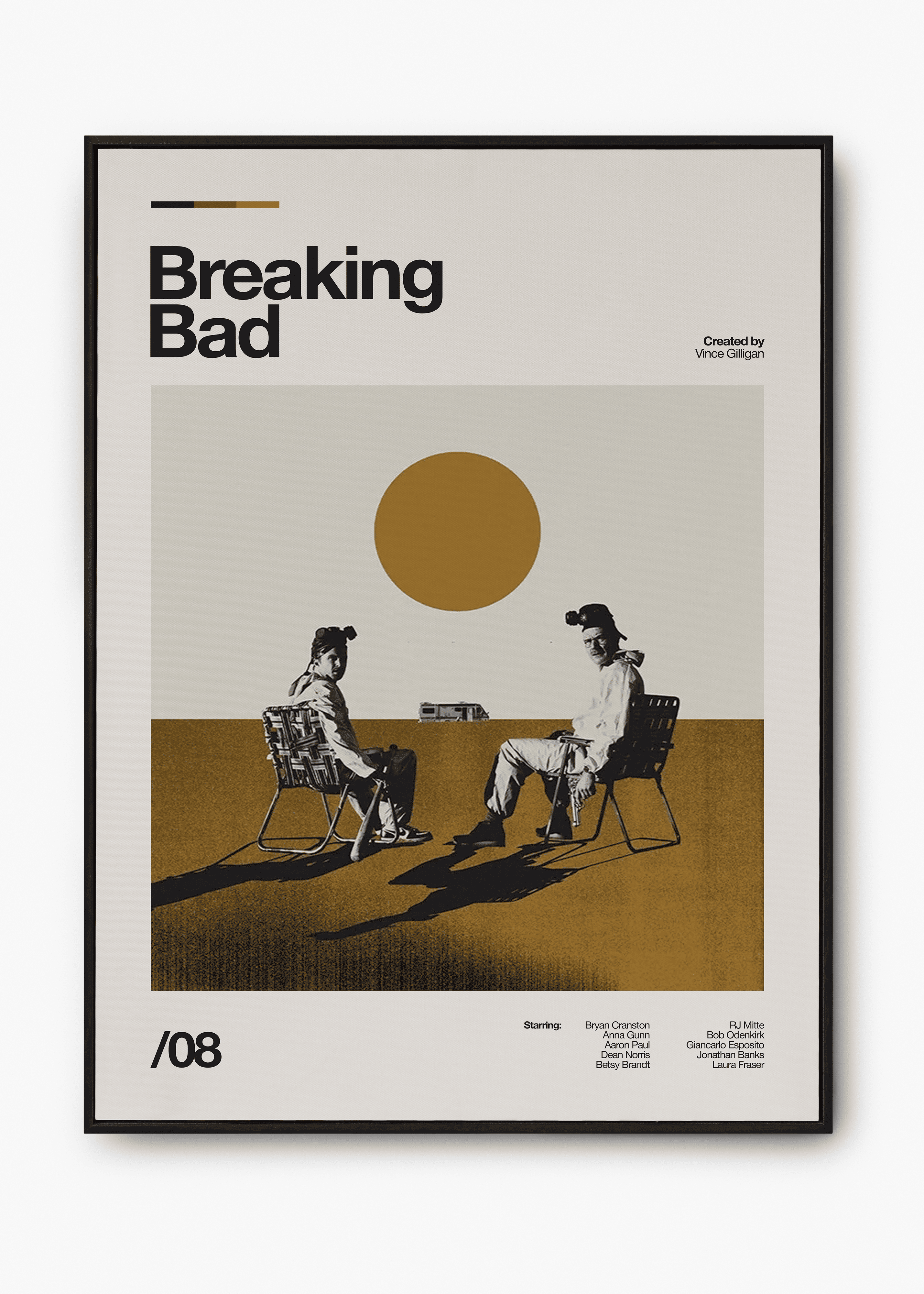 Composição de quadros de K-drama Breaking Bad em moldura branca e preta na parede