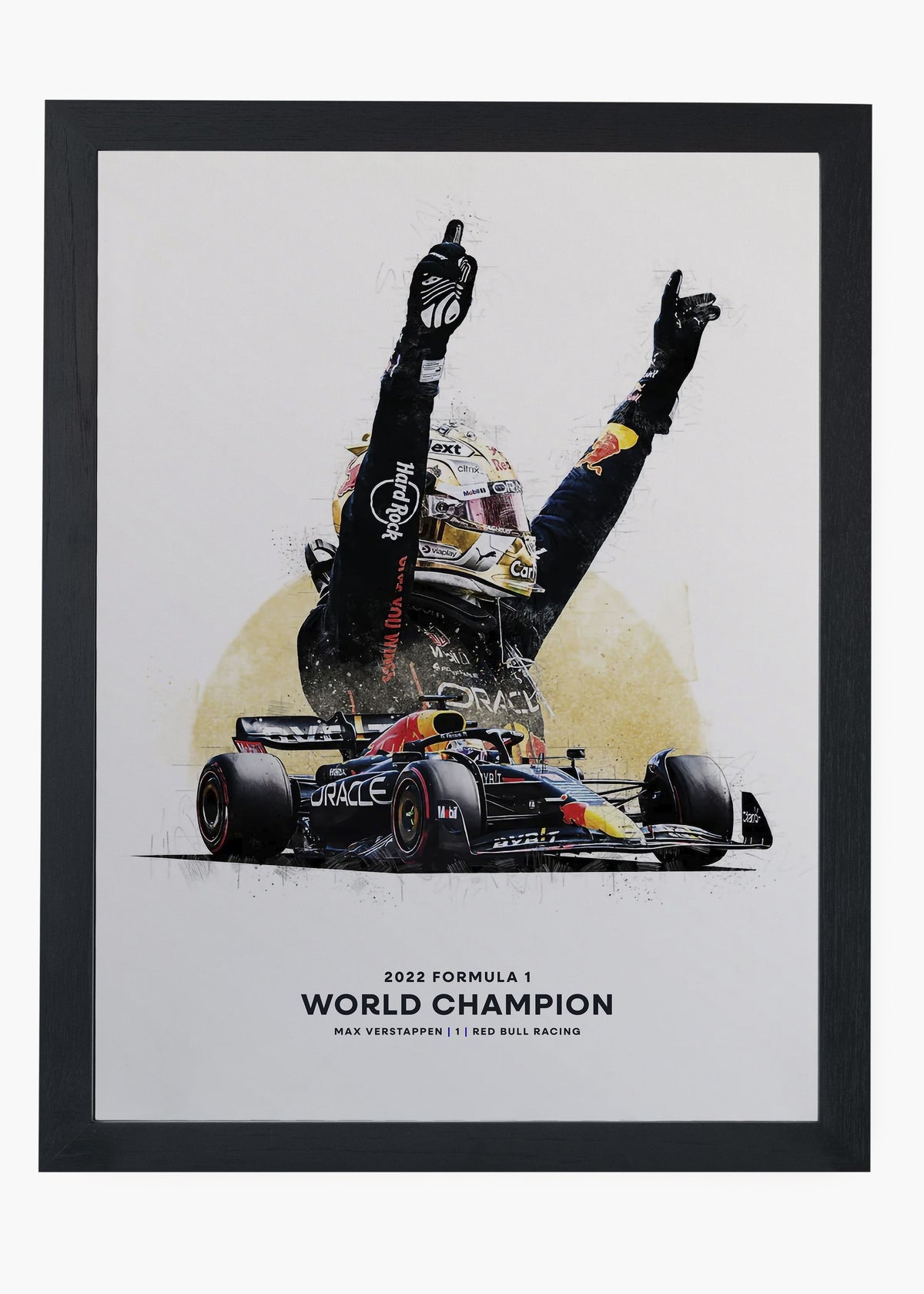 Quadro decorativo Max Verstappen World Champions — arte de automobilismo para parede | Cübe Quadros