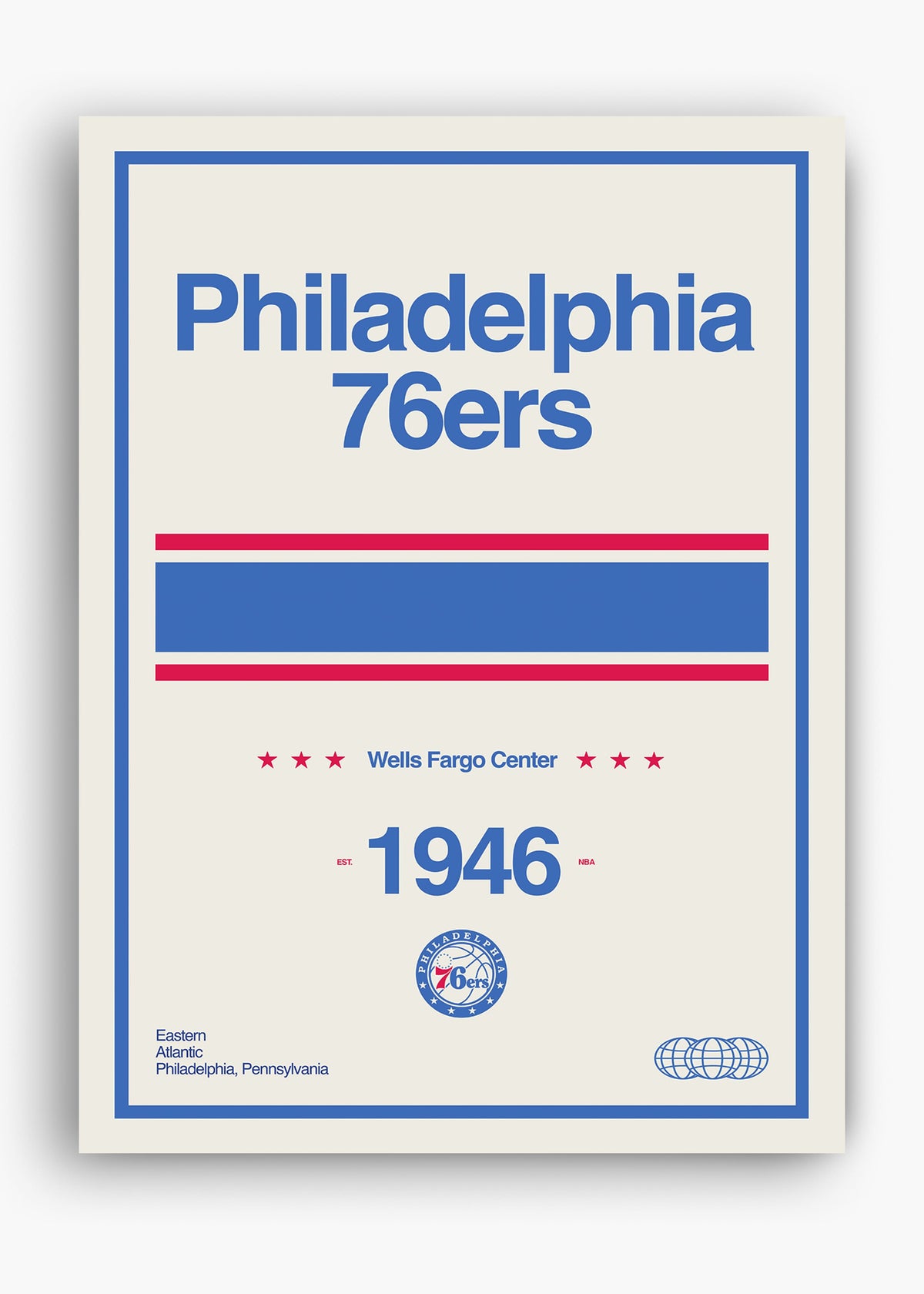 Quadro decorativo NBA Philadelphia 76ers — arte de basquete para parede | Cübe Quadros
