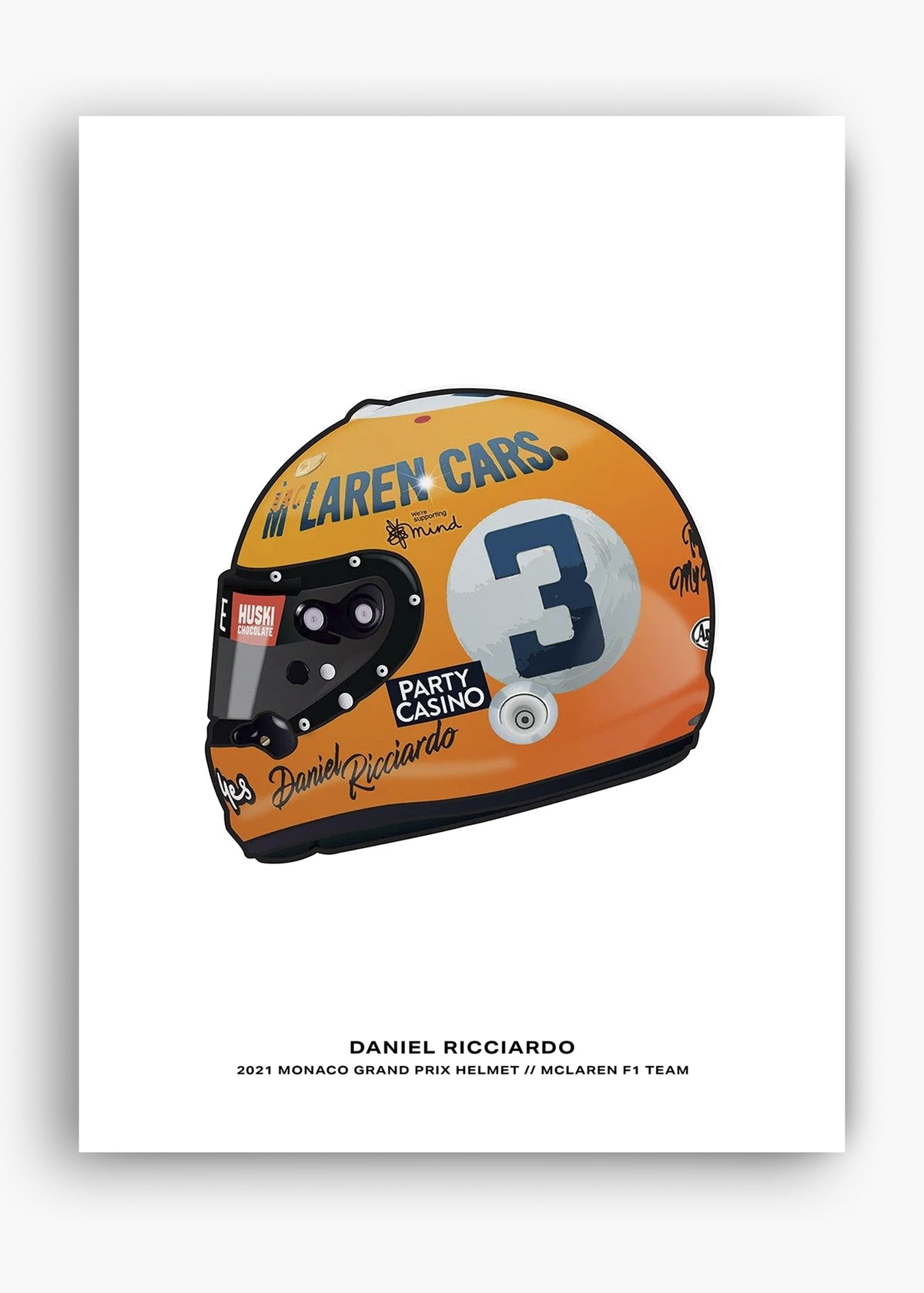 Quadro decorativo Daniel Ricciardo 2021 Mônaco Edition — arte de automobilismo para parede | Cübe Quadros