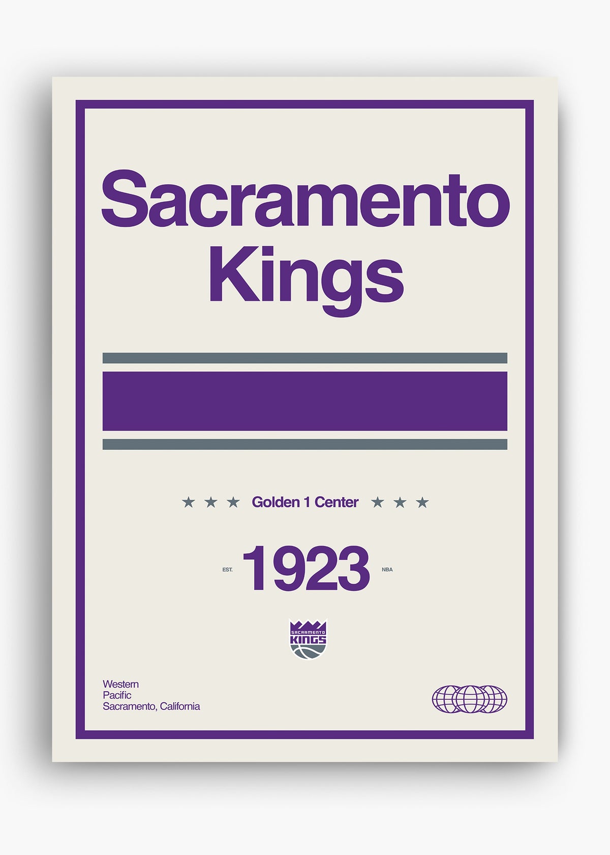 Quadro decorativo NBA Sacramento Kings — arte de basquete para parede | Cübe Quadros