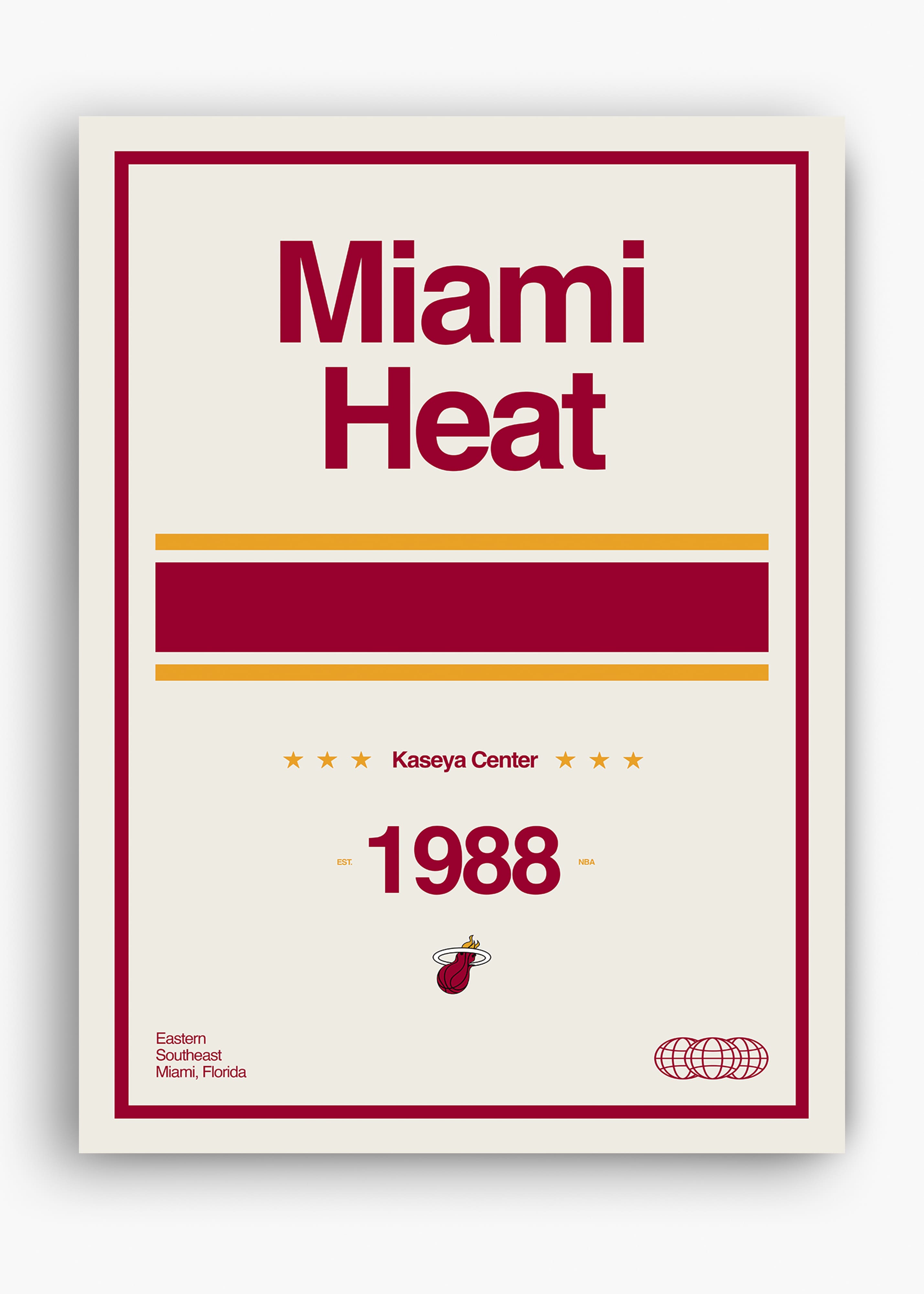 Quadro decorativo NBA Miami Heat — arte de basquete para parede | Cübe Quadros