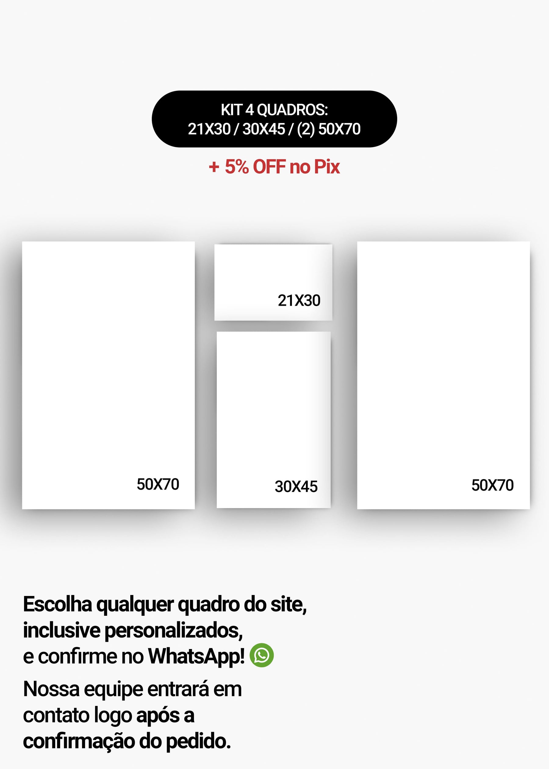 KIT 4 Quadros - Mix de Tamanhos (21x30 + 30x45 + 2un 50x70)