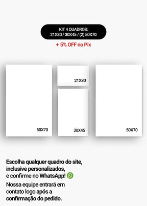 KIT 4 Quadros - Mix de Tamanhos (21x30 + 30x45 + 2un 50x70)
