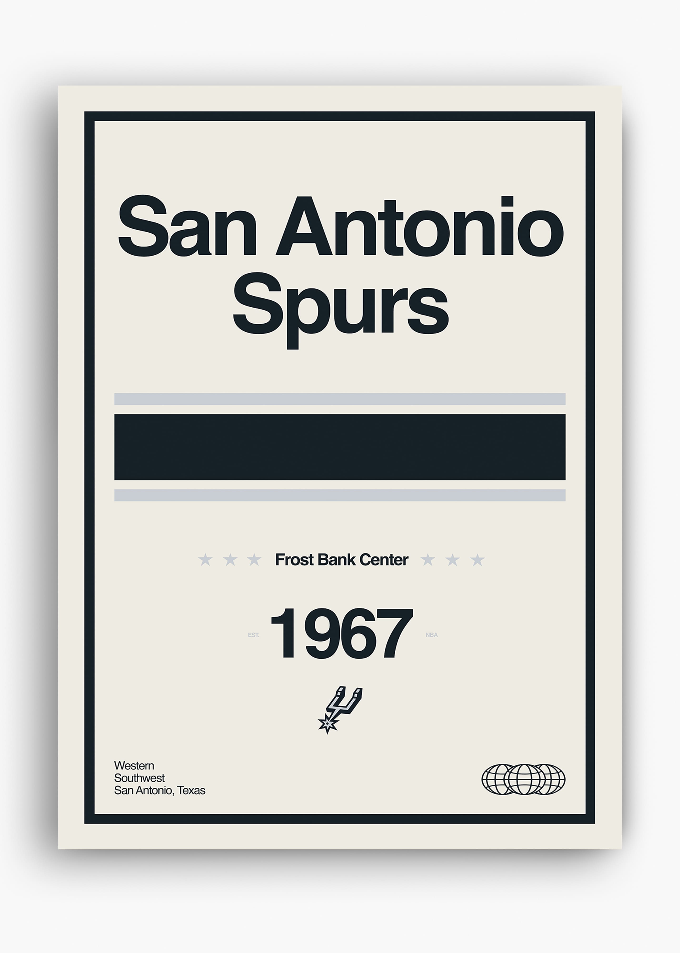 Quadro decorativo NBA San Antonio Spurs — arte de basquete para parede | Cübe Quadros