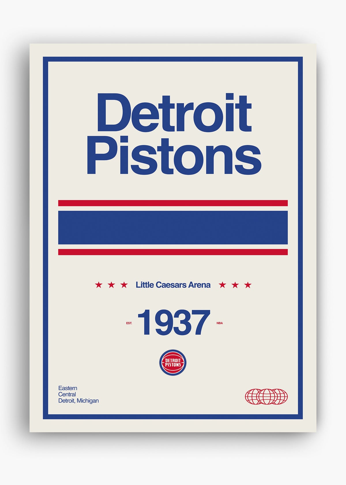Quadro decorativo NBA Detroit Pistons — arte de basquete para parede | Cübe Quadros