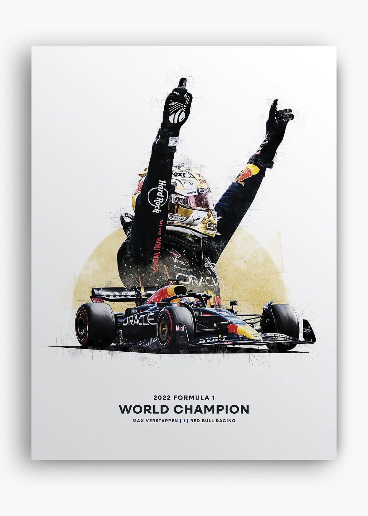 Quadro decorativo Max Verstappen World Champions — arte de automobilismo para parede | Cübe Quadros