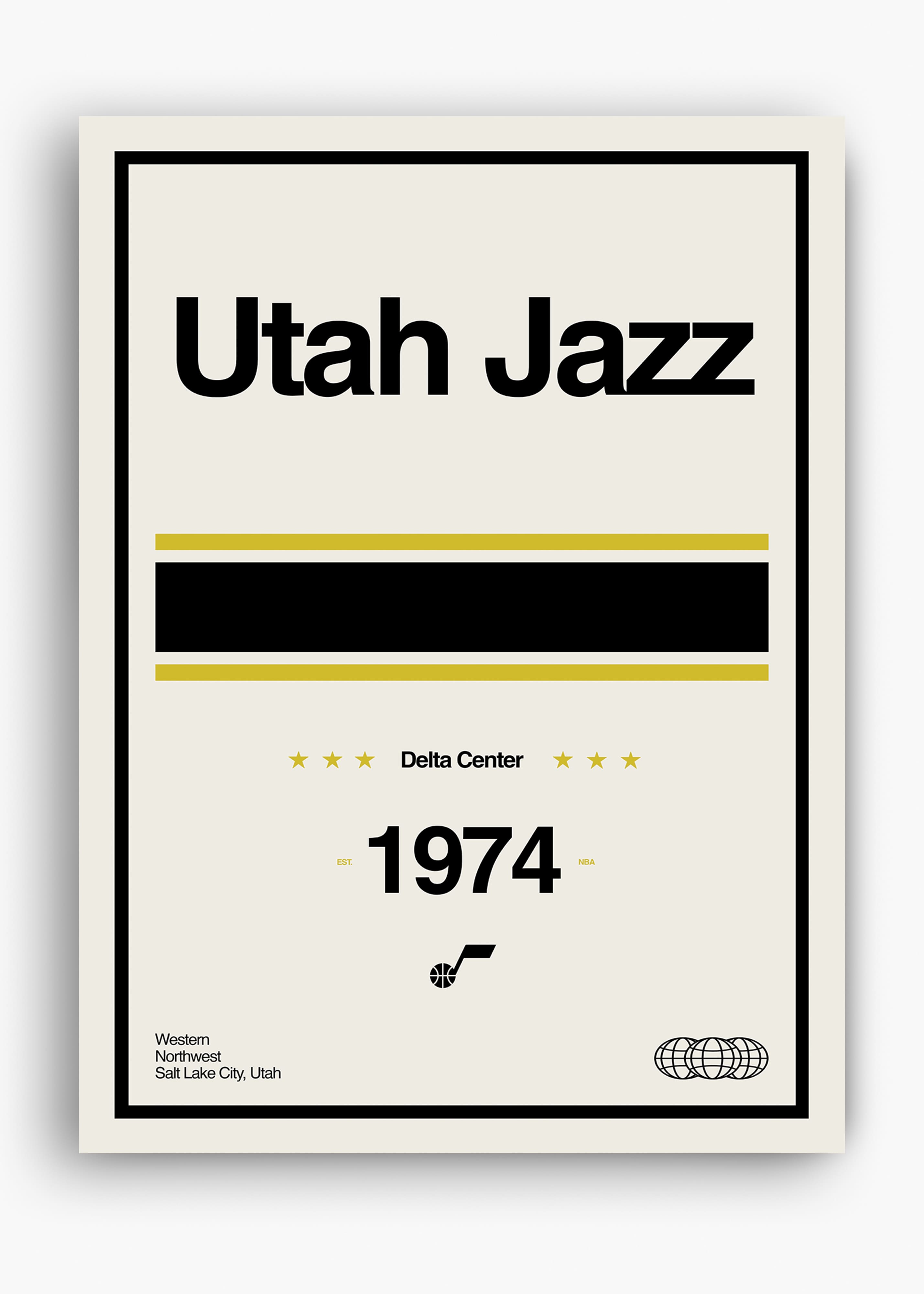 Quadro decorativo NBA Utah Jazz — arte de basquete para parede | Cübe Quadros