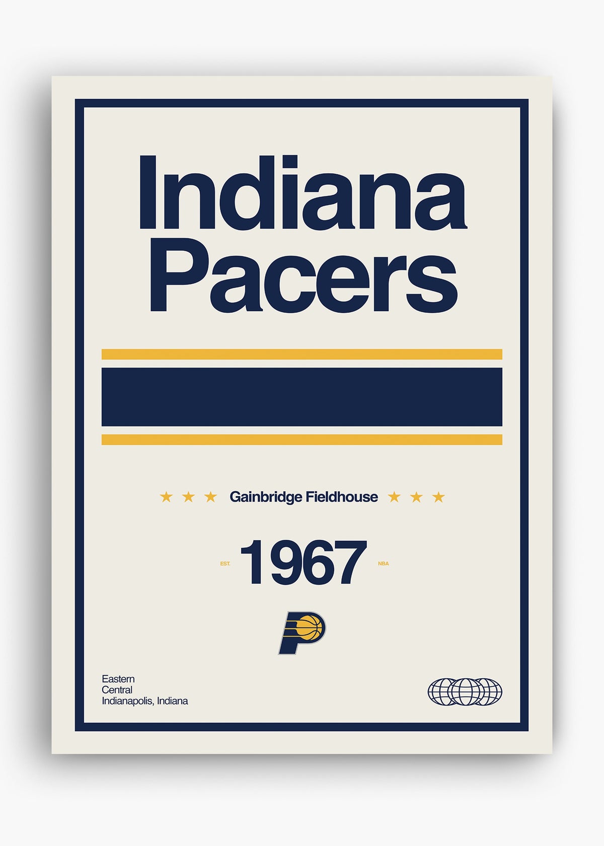 Quadro decorativo NBA Indiana Pacers — arte de basquete para parede | Cübe Quadros