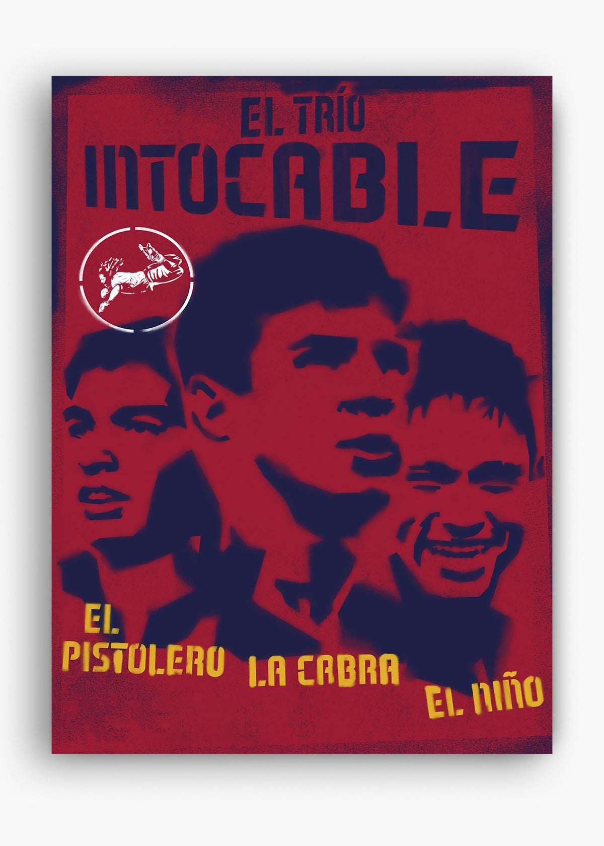 Quadro decorativo Trio MSN — arte de futebol para parede | Cübe Quadros