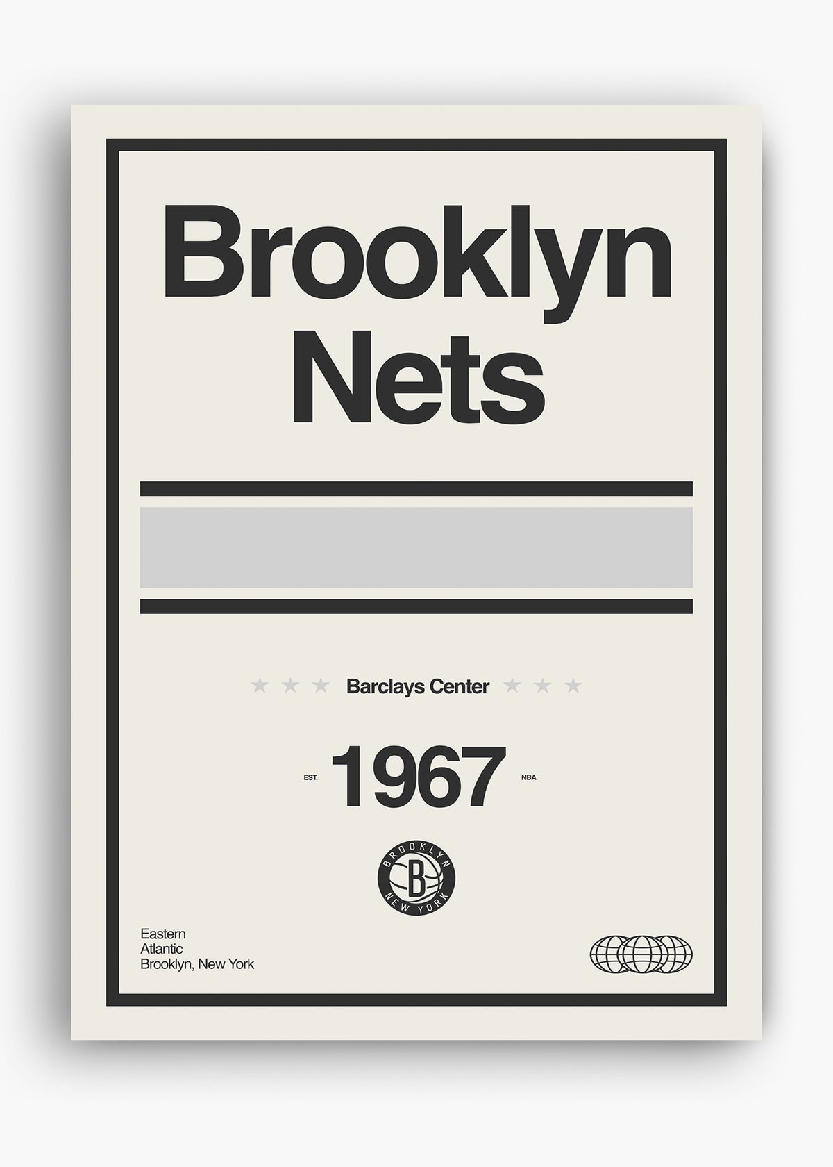 Quadro decorativo NBA Brooklyn Nets — arte de basquete para parede | Cübe Quadros