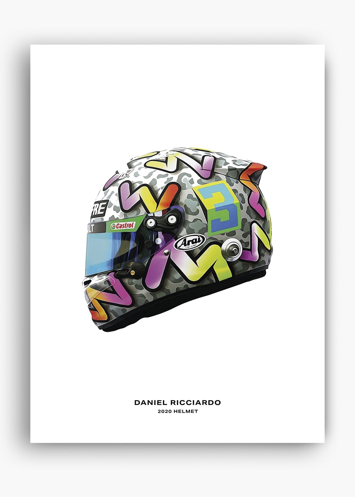 Quadro decorativo Daniel Ricciardo 2020 — arte de automobilismo para parede | Cübe Quadros