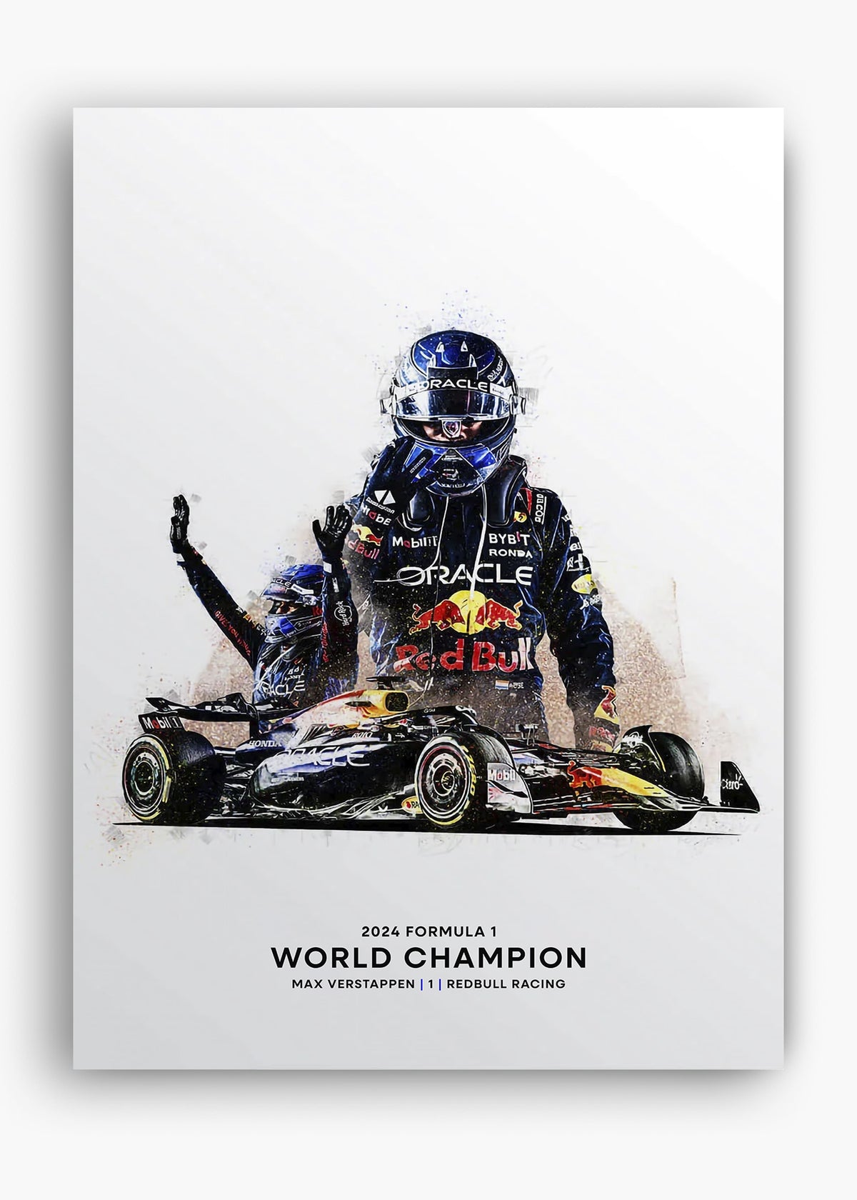 Quadro decorativo Max Verstappen World Champion 2024 — arte de automobilismo para parede | Cübe Quadros