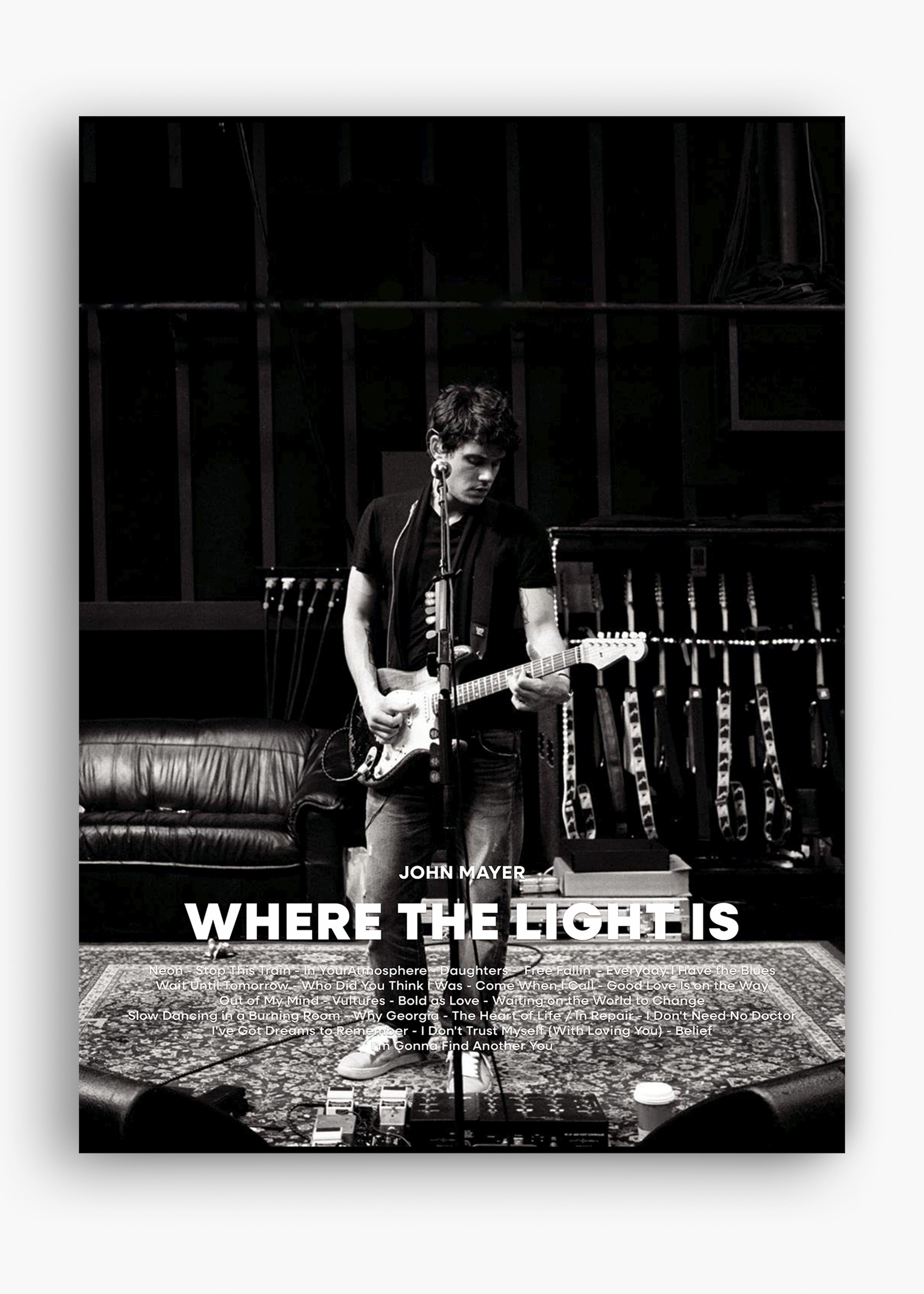 Quadro decorativo John Mayer Where The Light Is — arte musical para parede | Cübe Quadros