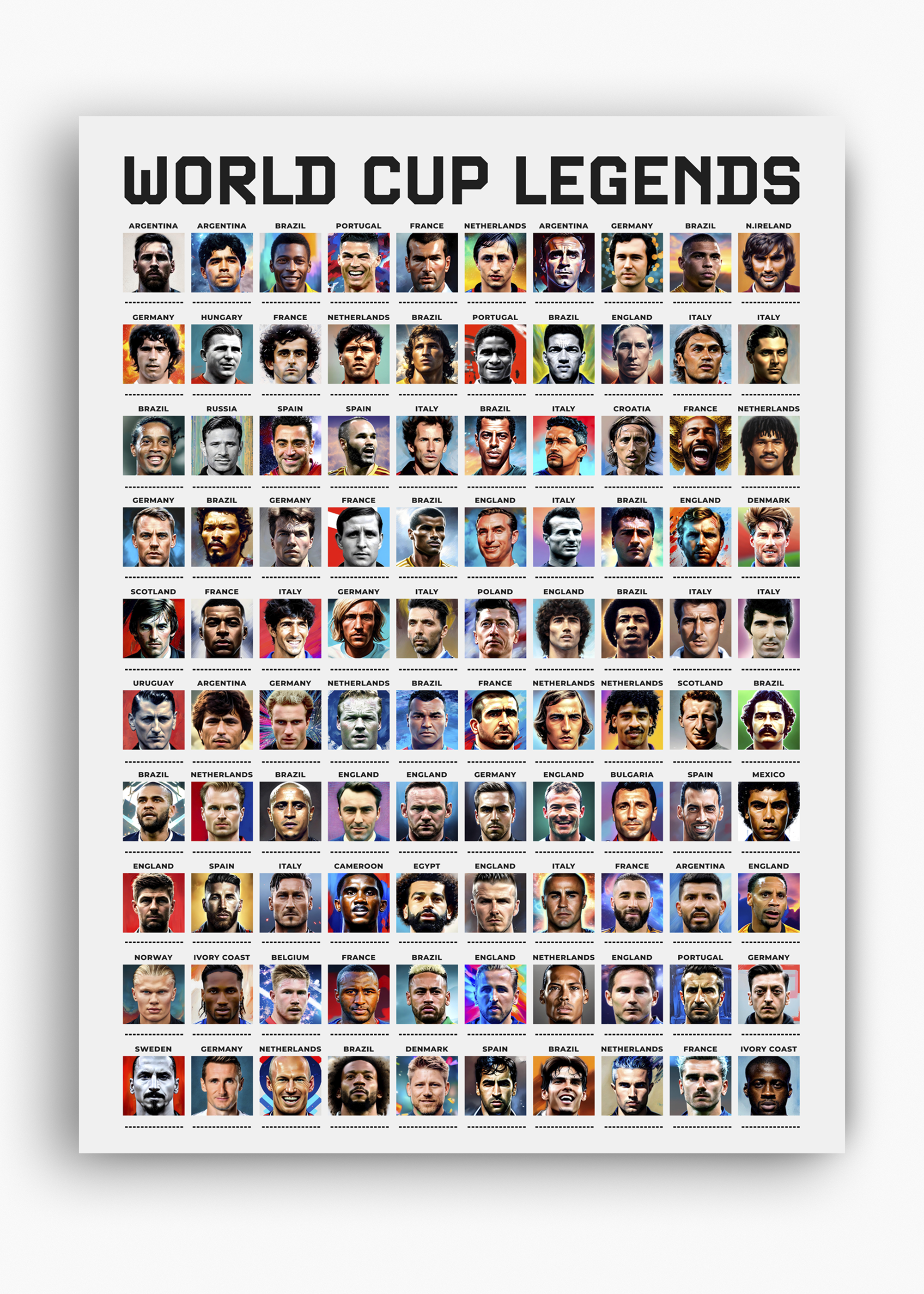 Quadro Jogadores Copa do Mundo Branco - 10