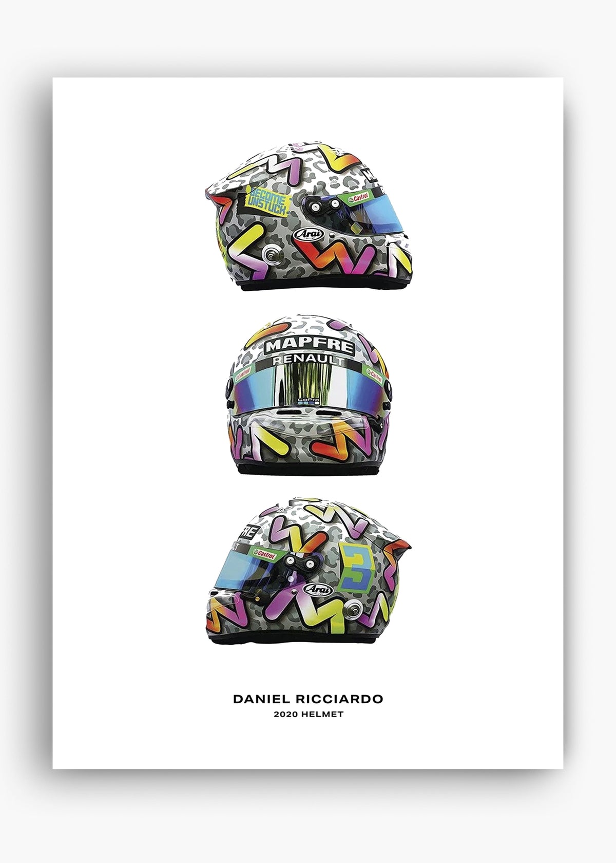 Quadro decorativo Daniel Ricciardo 2020 II — arte de automobilismo para parede | Cübe Quadros