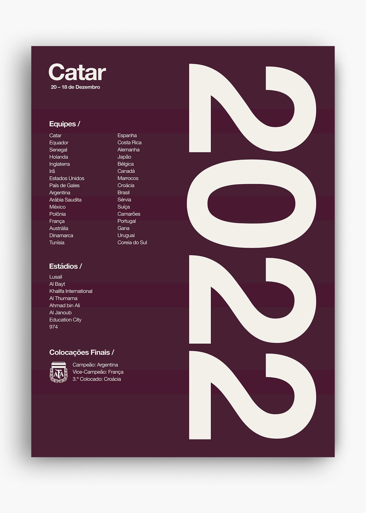 Quadro Copa do Mundo Catar 2022