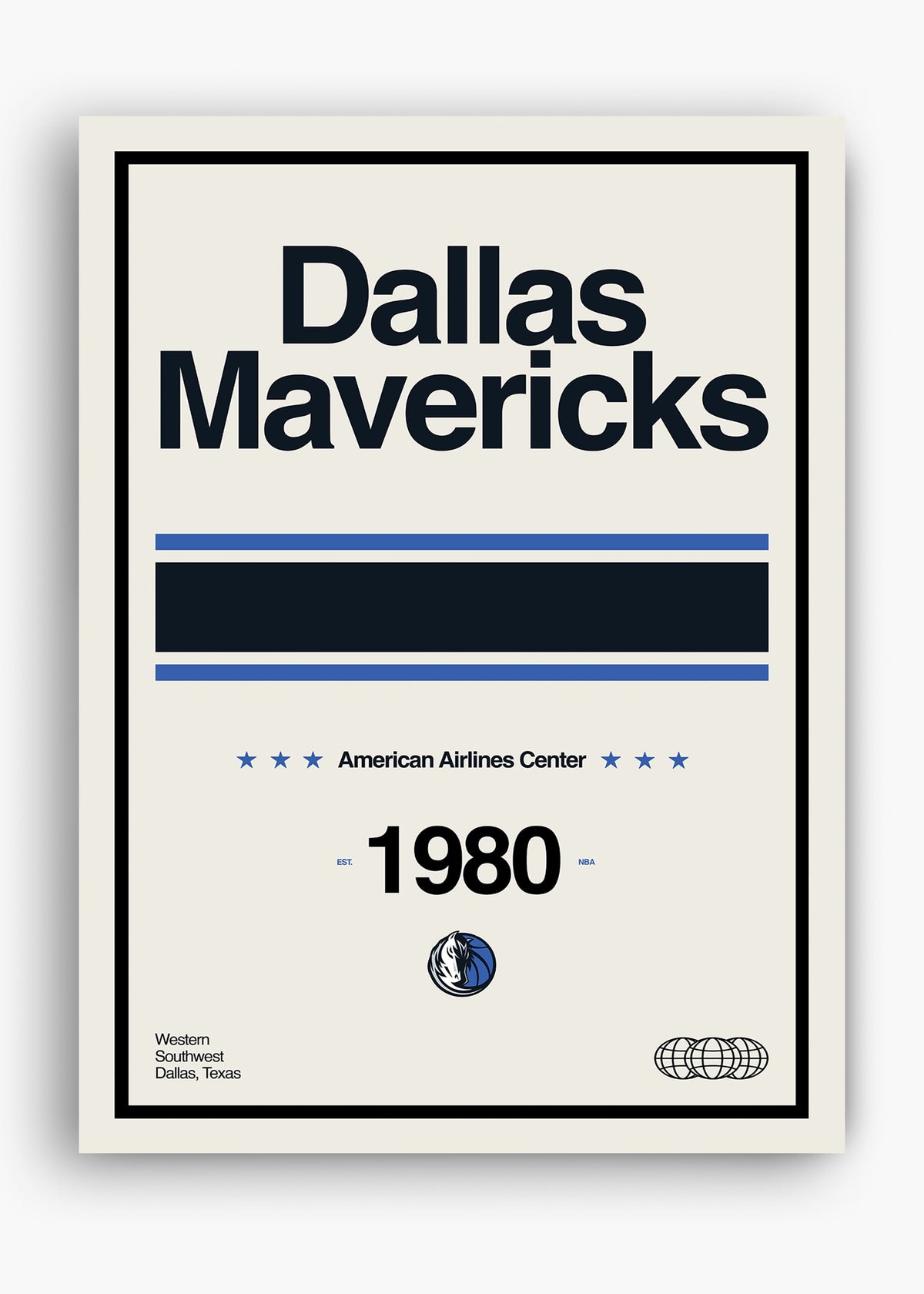Quadro decorativo NBA Dallas Mavericks — arte de basquete para parede | Cübe Quadros
