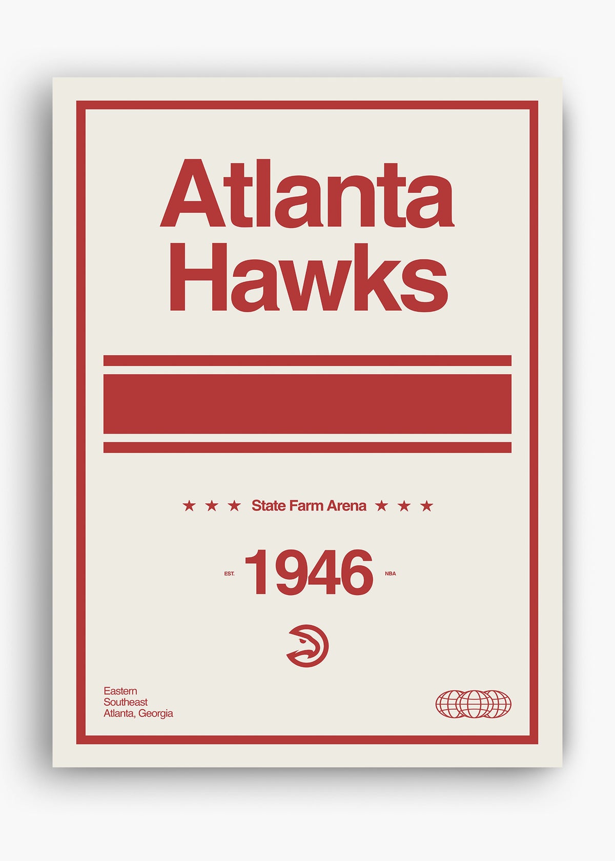 Quadro decorativo NBA Atlanta Hawks — arte de basquete para parede | Cübe Quadros