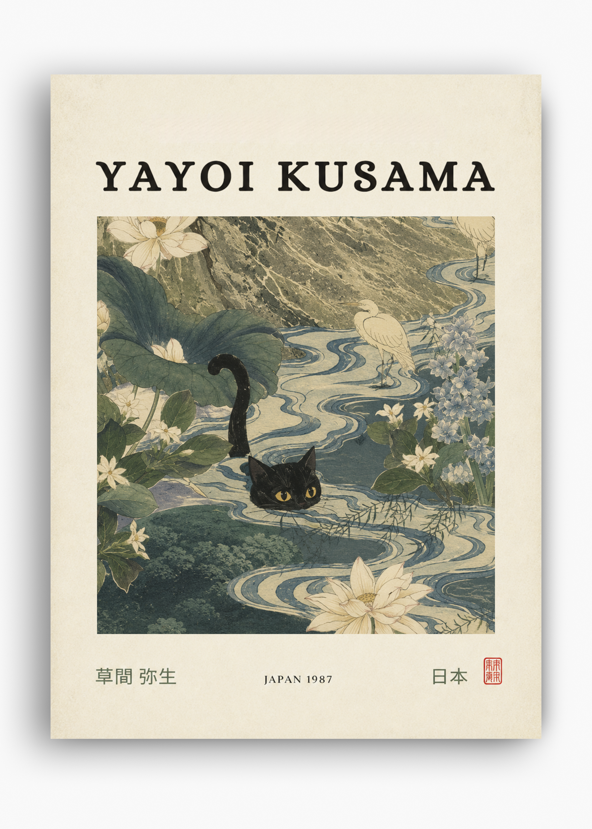 Quadro Japonês Neko Kawa - 10