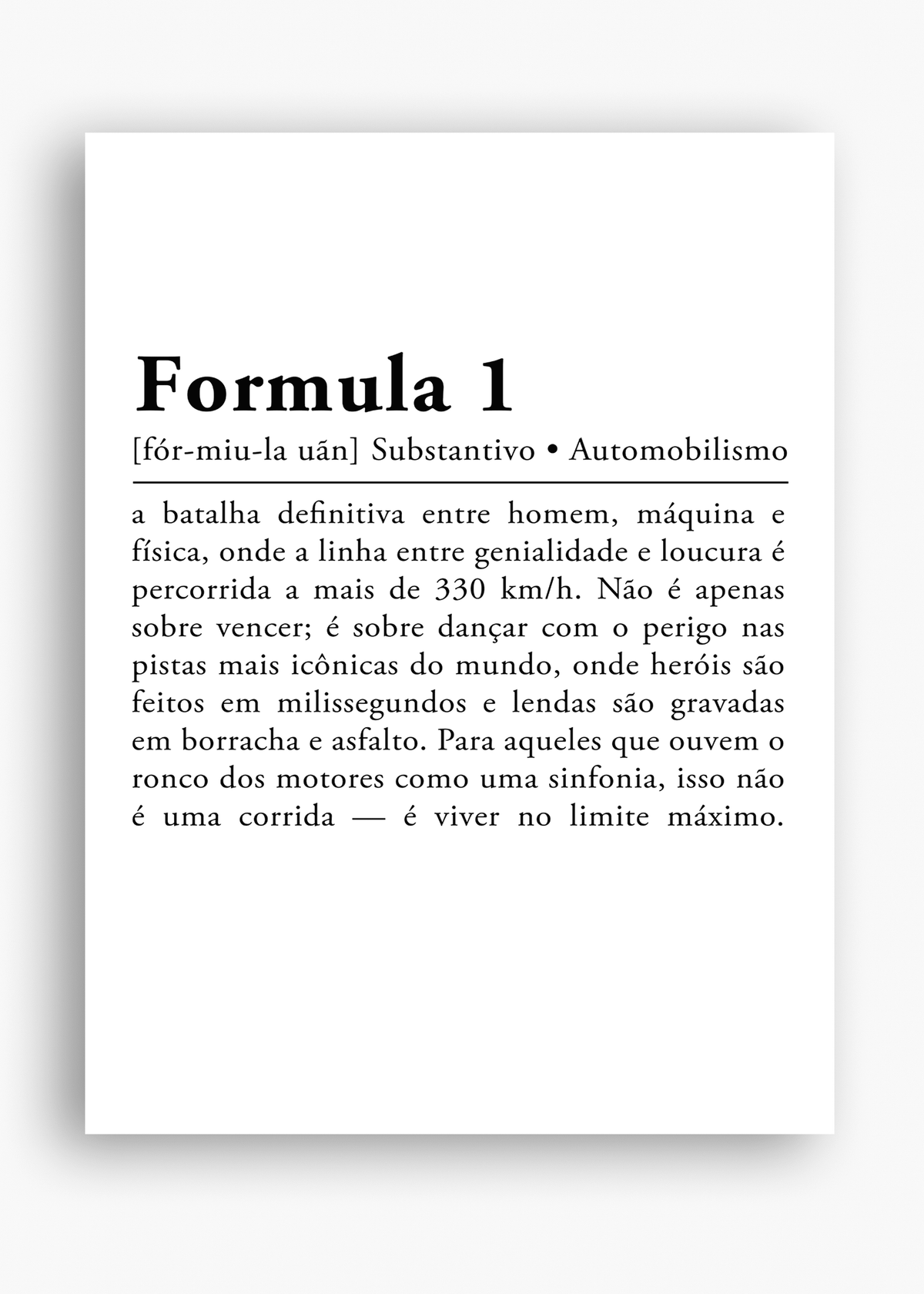 Quadro Formula 1 Verso