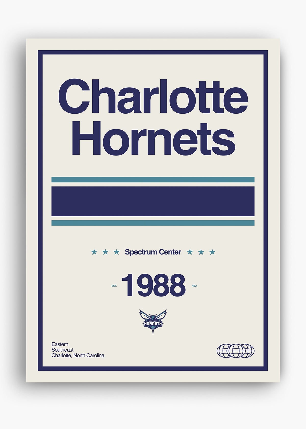 Quadro decorativo NBA Charlotte Hornets — arte de basquete para parede | Cübe Quadros