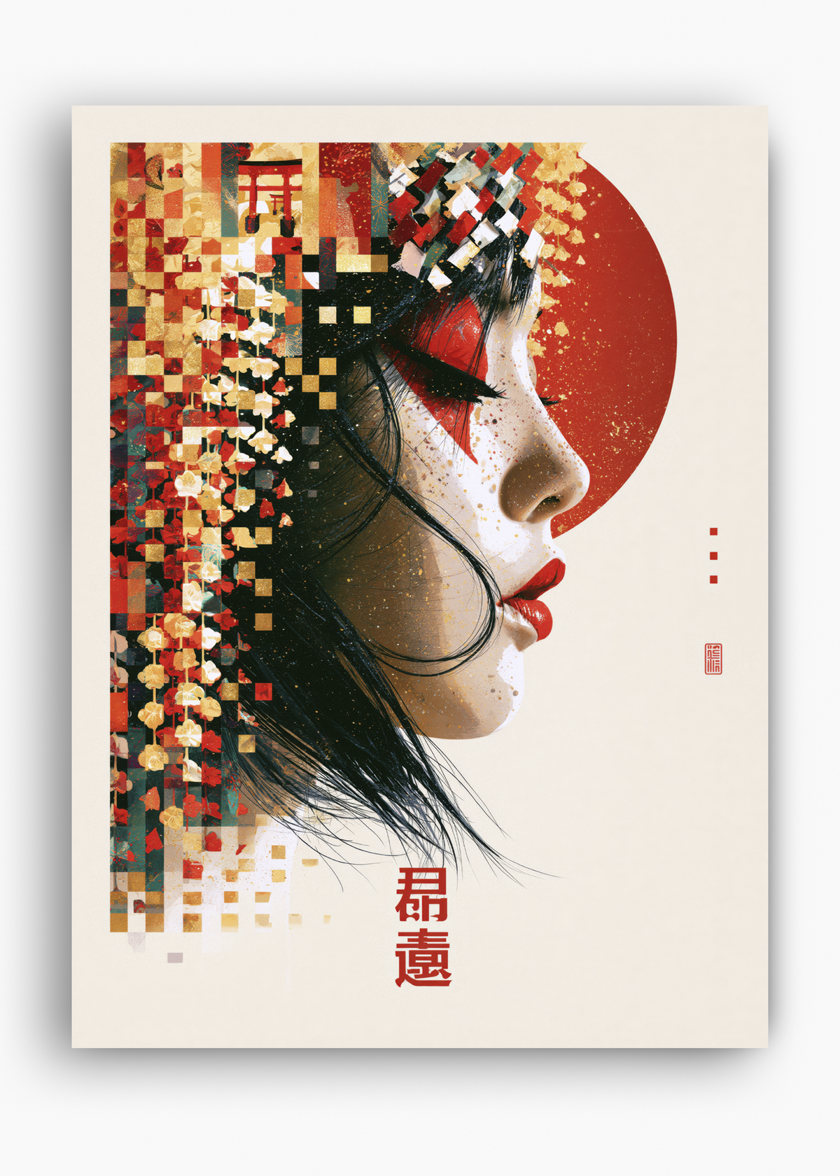 Quadro Japonês Glitch Geisha - 10