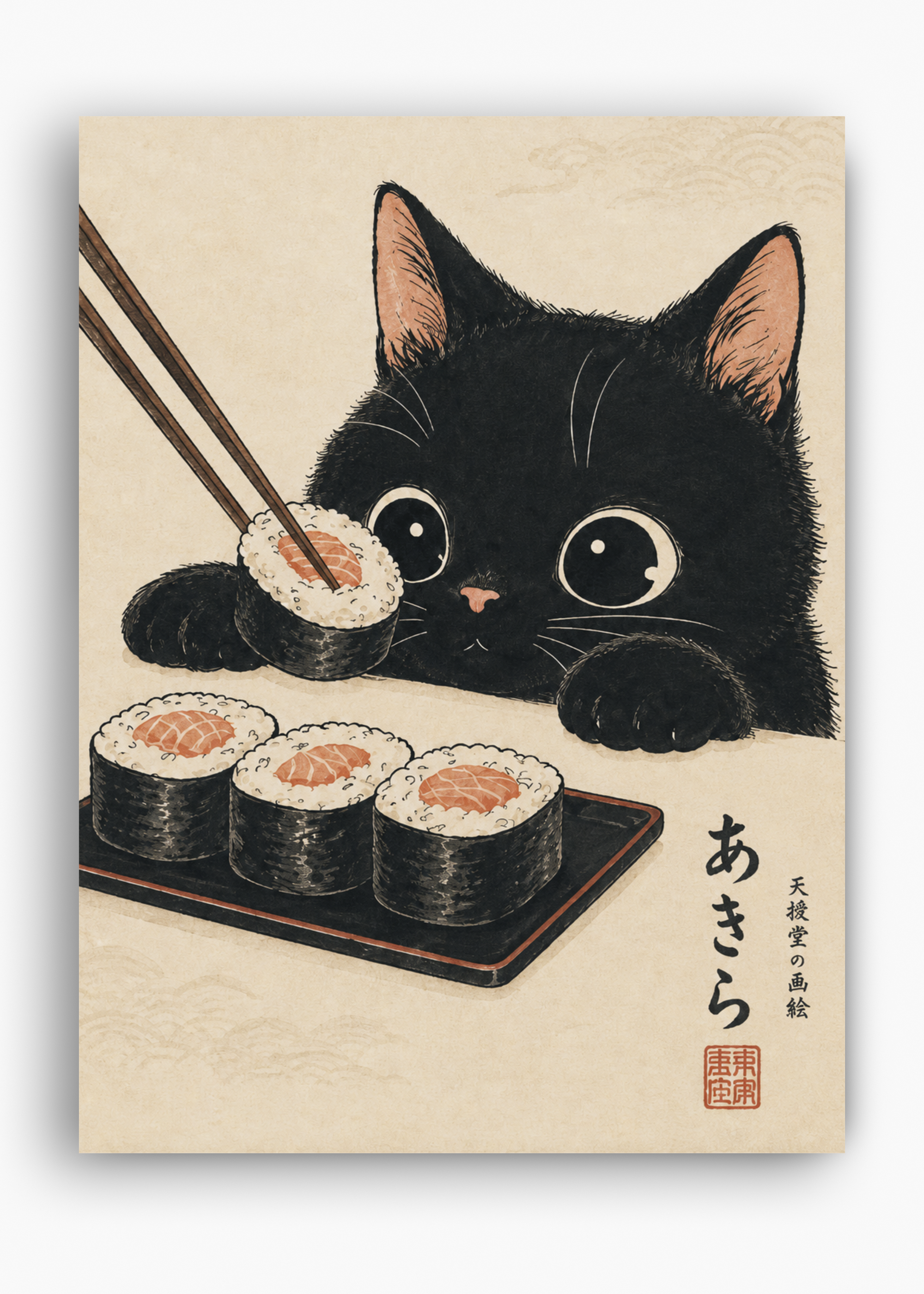 Quadro Japonês Neko Sushi - 10