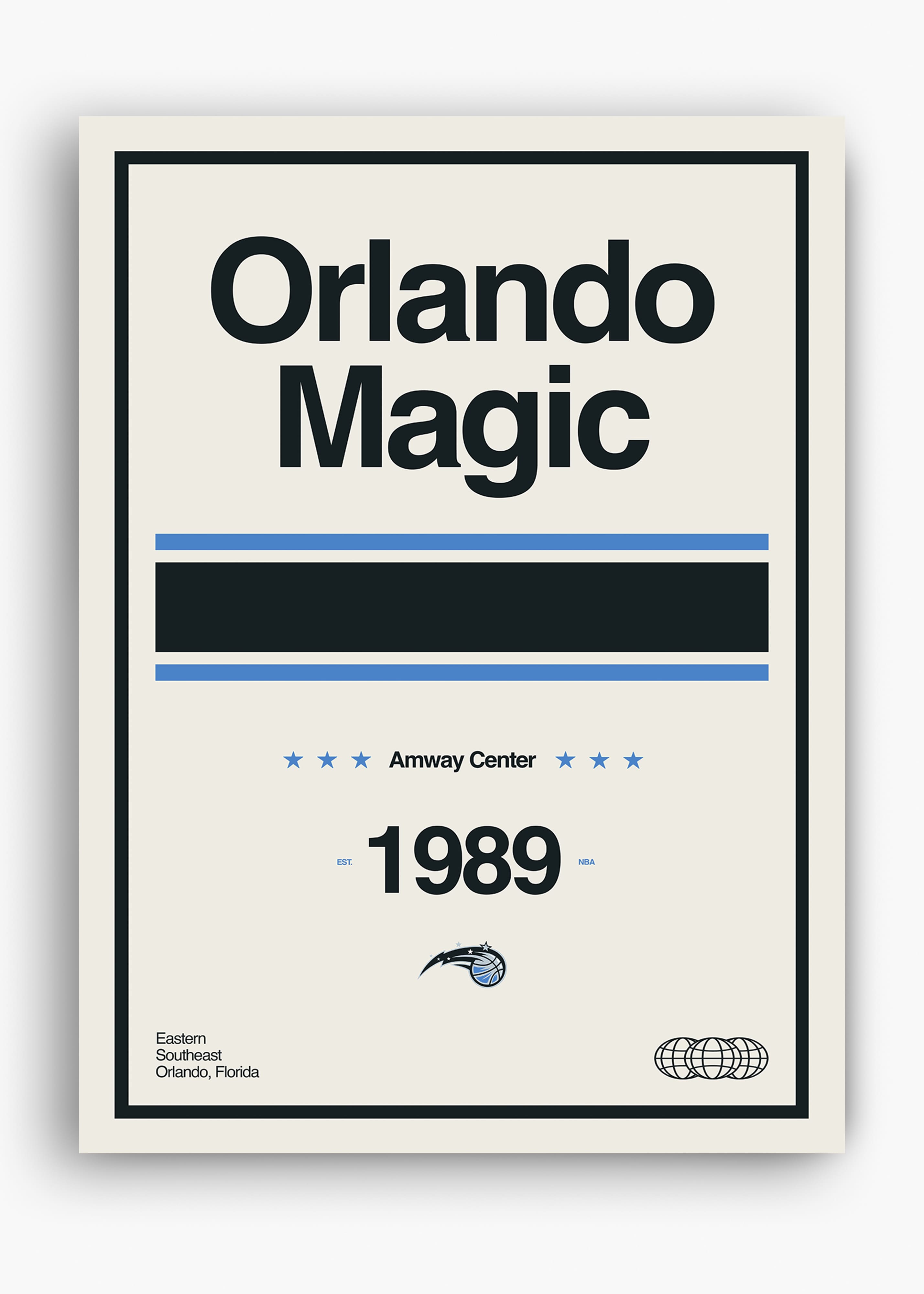 Quadro decorativo NBA Orlando Magic — arte de basquete para parede | Cübe Quadros