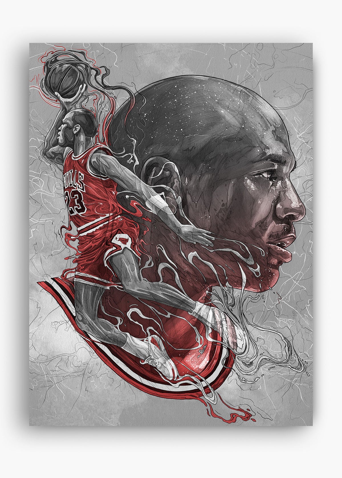 Quadro decorativo Michael Jordan II — arte de basquete para parede | Cübe Quadros