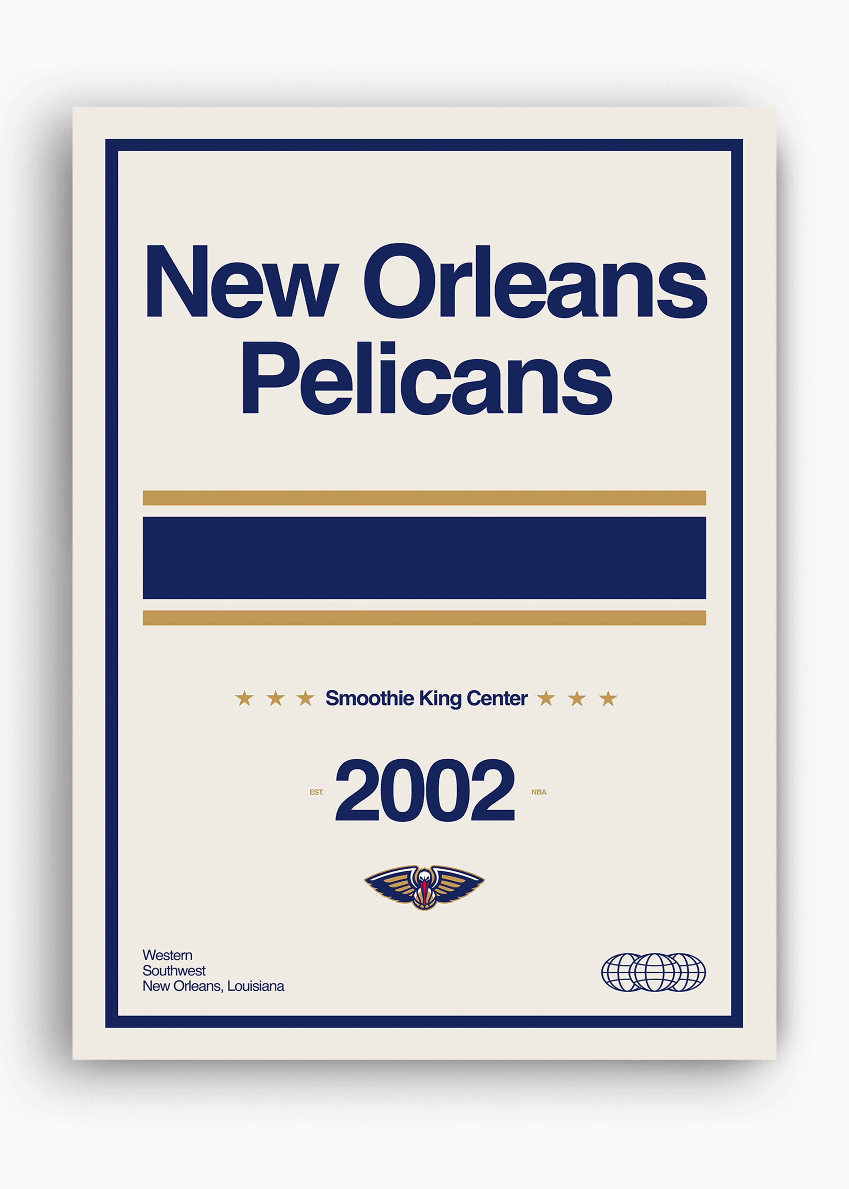Quadro decorativo NBA New Orleans Pelicans — arte de basquete para parede | Cübe Quadros