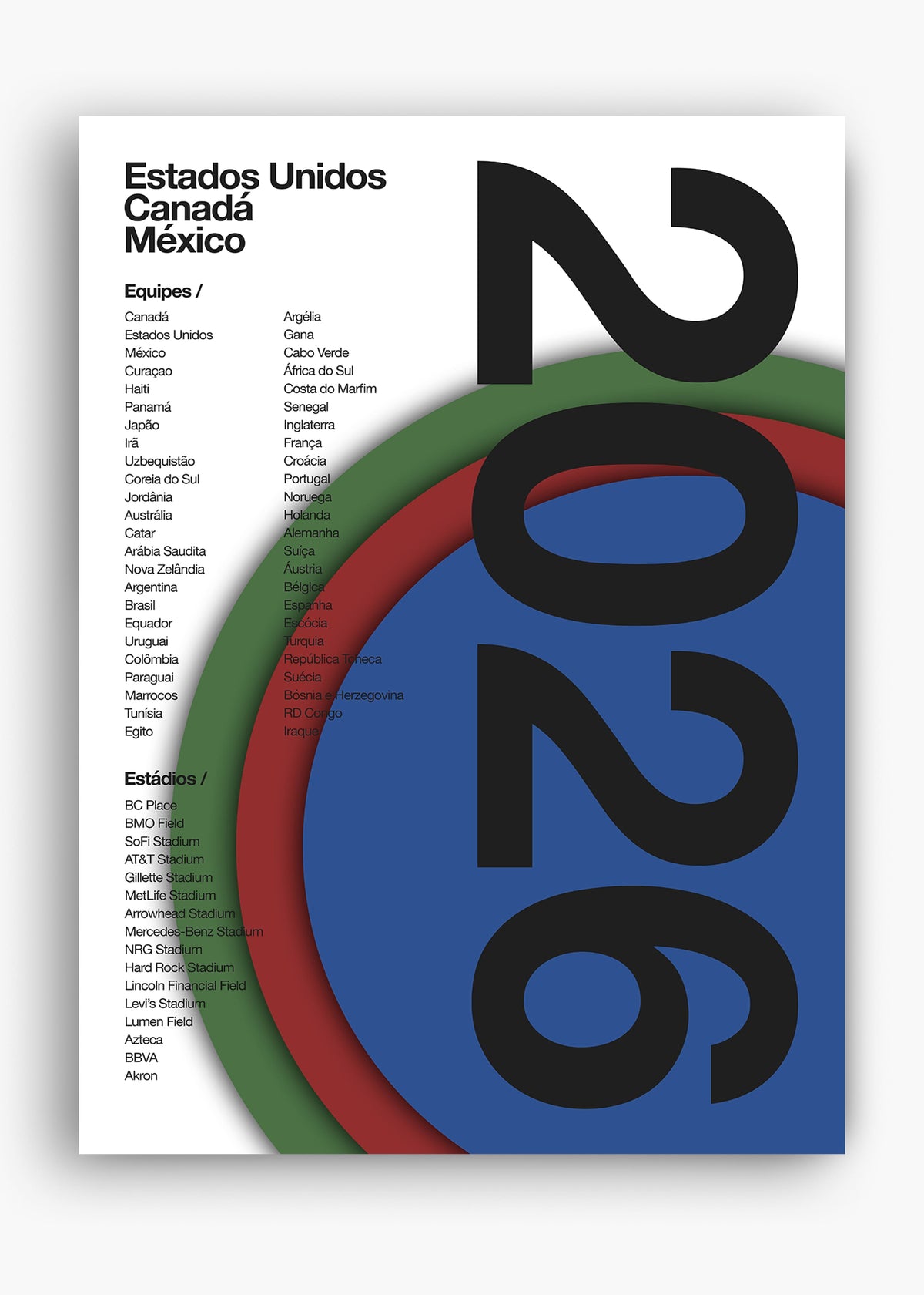 Quadro Copa do Mundo Estados Unidos, Canadá e Mexico 2026